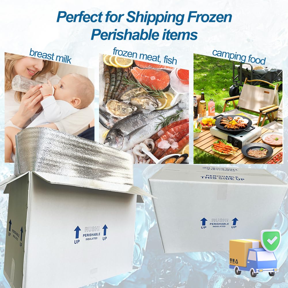 ROTCH Insulated Shipping Boxes with Liners, 4 Pack 26x11x19'', Cold Shipping Box Coolers for Perishable Frozen Food, White (T261119-4L-W)