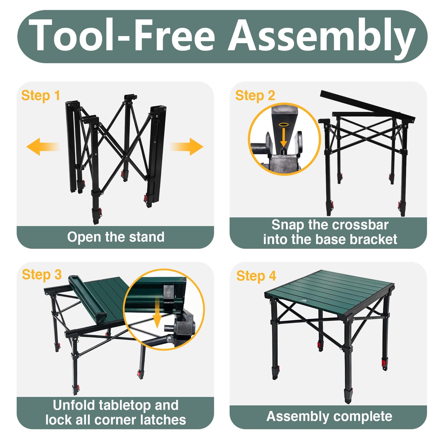Camping Table Portable Foldable with Adjustable Height, Lightweight Collapsible Aluminum Roll-Up Camp Table with Storage Bag & Carry Bag, Heat-Resistant for RV Picnic BBQ Camping (Small 16"×13")