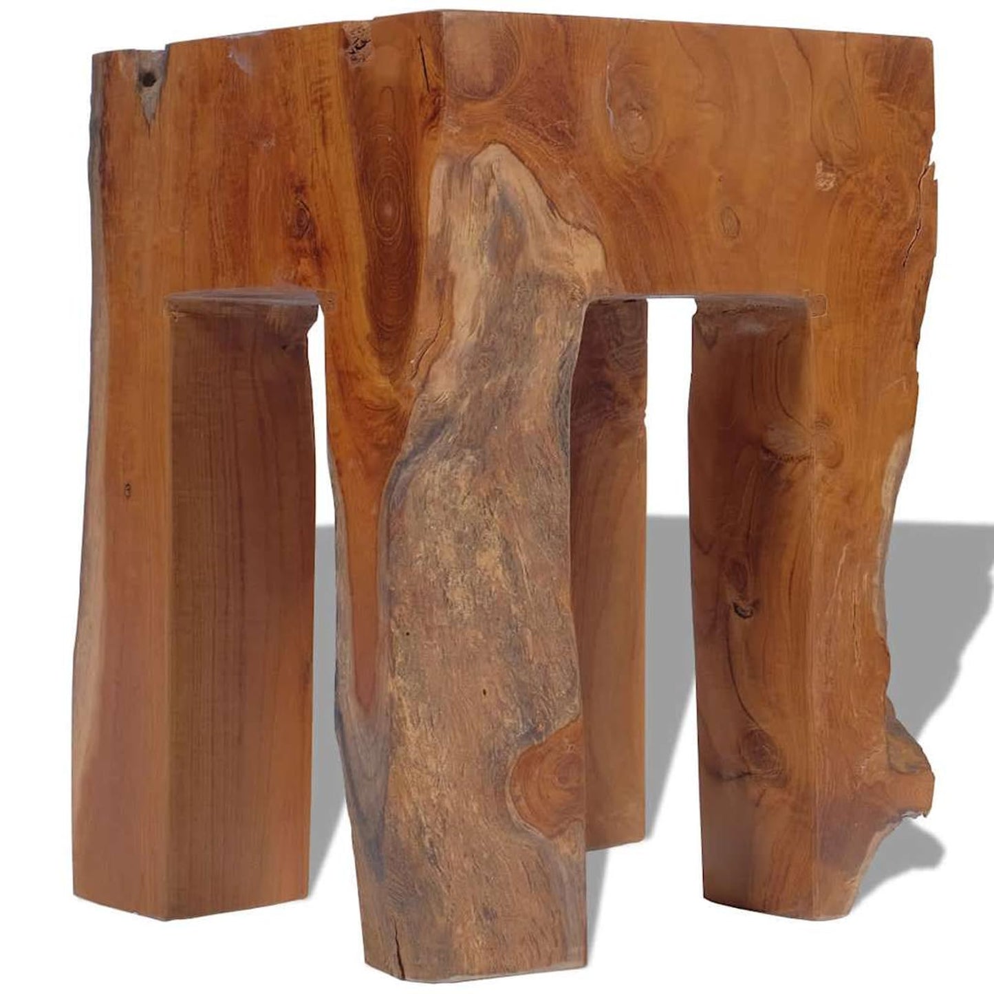 Gecheer Rustic Solid Teak Stool - Handmade Footrest/Side Table, Unique Design, 30x30x40 cm