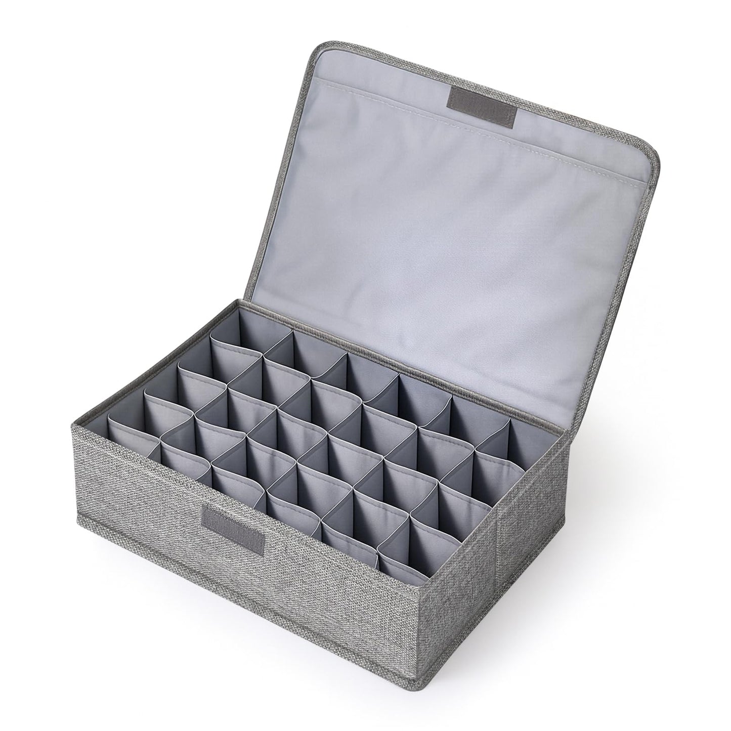 Acellegic 1 Pcs Light Bulb Organizer Storage Box Ornament Storage with 30 Dividers Foldable Bulbs Organizer with Lid Sturdy PP Board Fits Various Standard Dustproof Fabric Case for Home Vbs (Grey)