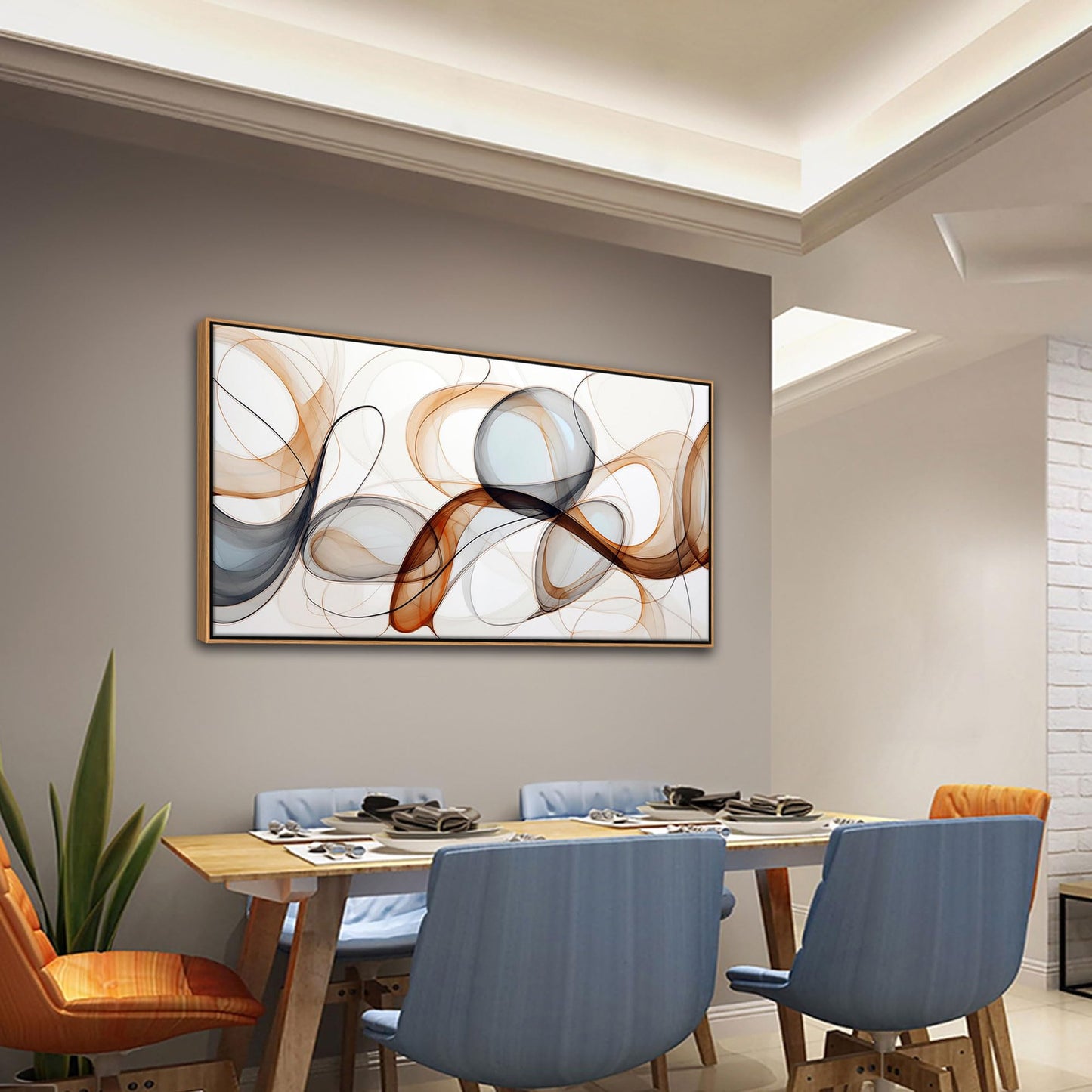 XLSJERST Modern Abstract Wall Art - Deep Spiritualism Art White And Brown Canvas Pictures Artwork Living Room Office Bedroom Wall Decor