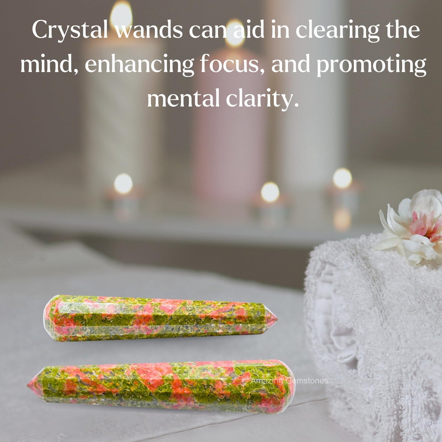 Amazing Gemstone Unakite Crystal Wand Massage Stick - Pelvic Wand Gua Sha for Adults - Crystals and Healing Stones Massage Wands for Adults Gifts (Pointed)