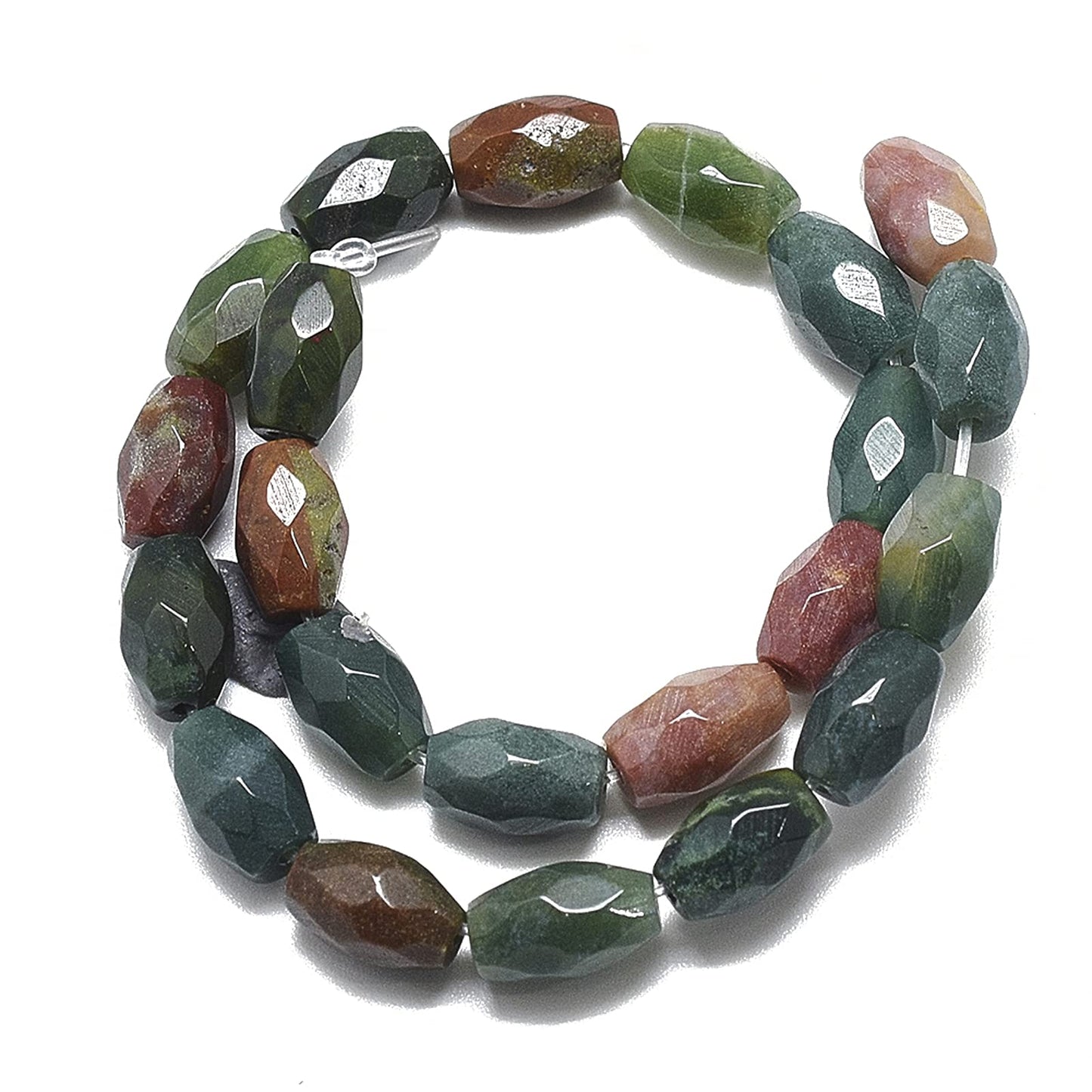 Fashewelry 20pcs Natural Indian Agate Gemstone Beads 9x6mm Faceted Oval Healing Crystal Loose Stone Beads for Jewelry Necklace Bracelet Earring Craft, 8.07 Inch