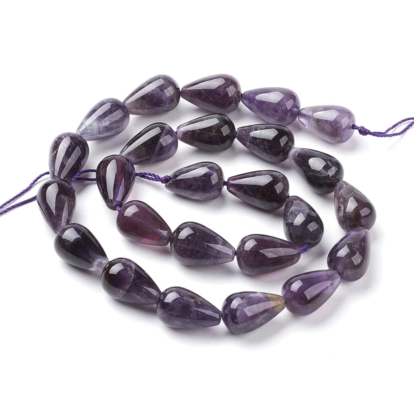 Craftdady Teardrop Natural Amethyst Stone Beads Polished Drop Gemstone Loose Beads Energy Healing Crystal Stone 16x10mm for Jewelry Craft Necklace Bracelet Earring Making, 22~25pcs