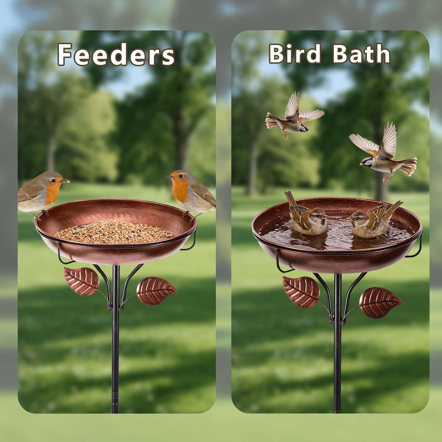 WITELIDA Metal Bird Bath for Outdoors, Weatherproof Detachable Bird Bath, Retro Bronze Garden Decor, 40 Inches Tall,Reinforced Bracket,Suitable for Gardens, Backyards, Patios, and Flower Beds