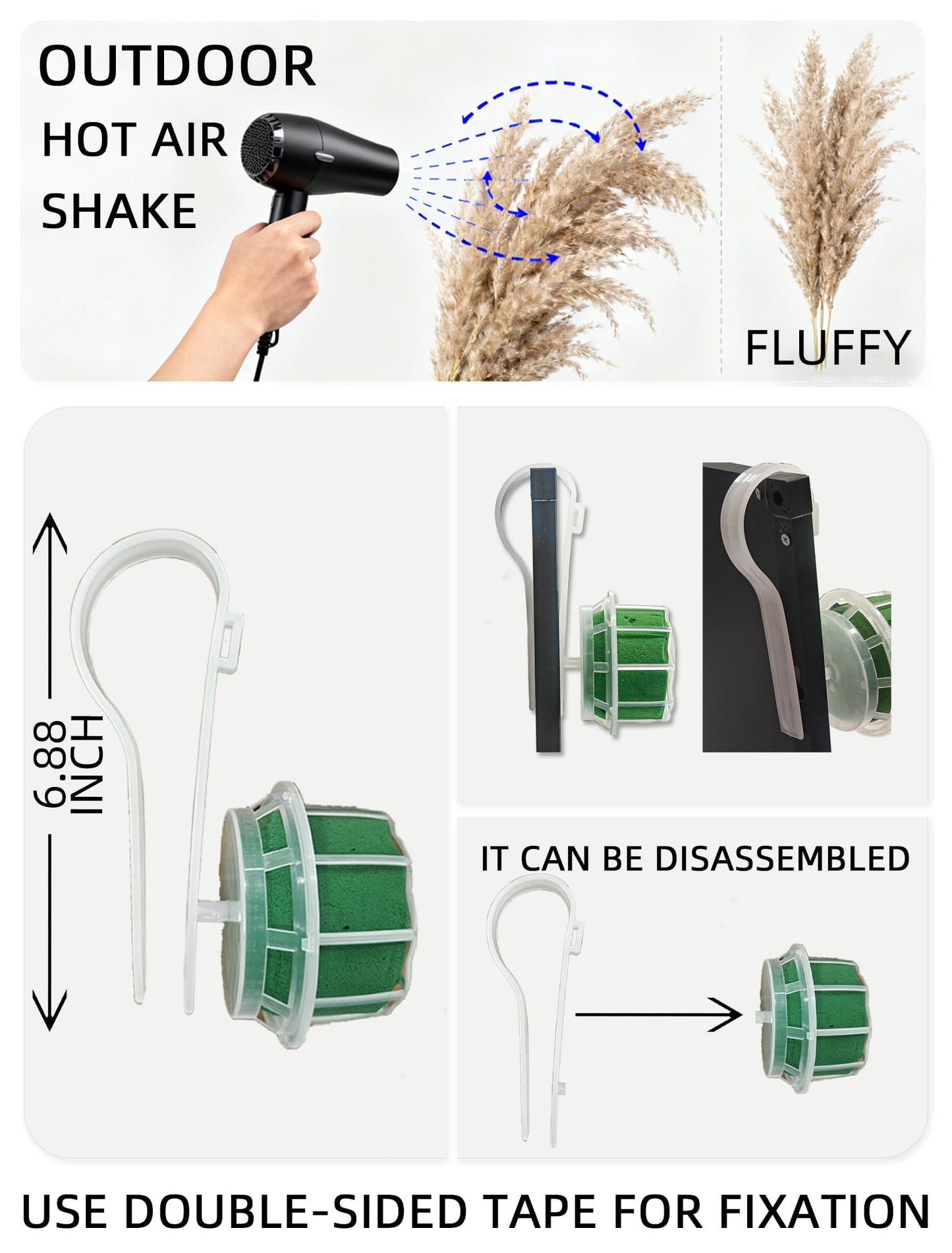 Fluffy Boho Wall Decor - DIY Pampas Grass Kits,Need to Assemble,Decorative Pampas Cloud,Mirror Decorative,for Entryway Bedroom Living Room Bathroom House Warming Gifts New Home Essential
