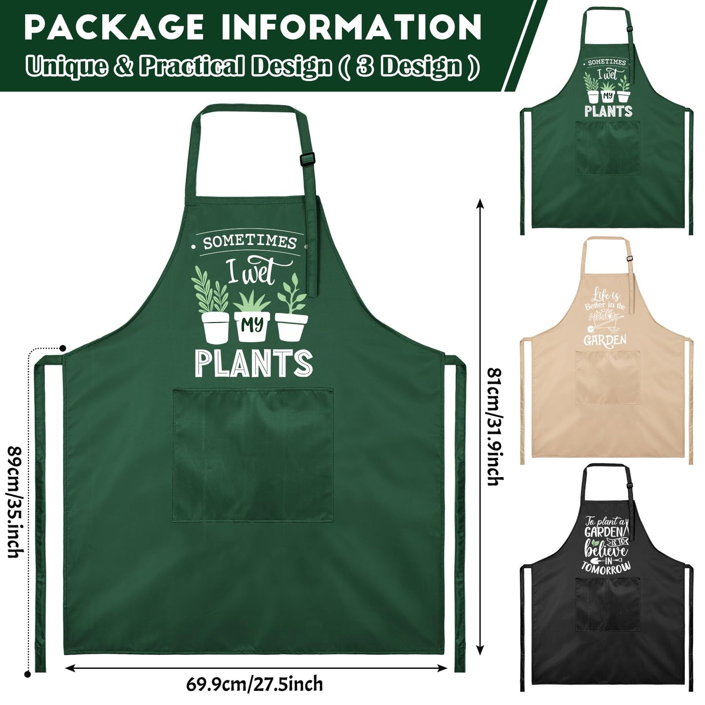 Breathffy 3 Pcs Funny Gardening Aprons for Women Waterproof Garden Apron with Pockets Floral Aprons for Gardener Plant Lover Gifts for Mom Grandma Wife Mother's Day Birthday Housewarming