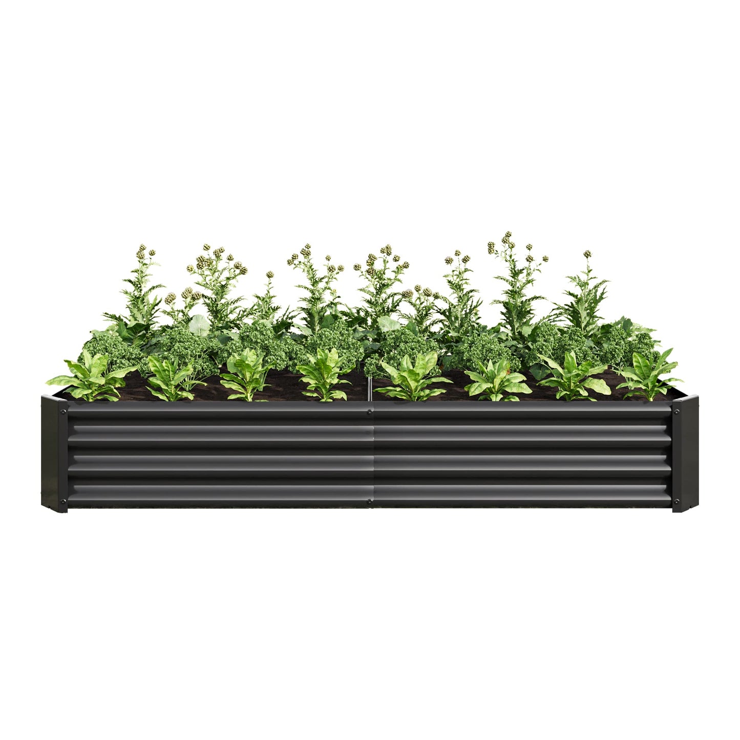 FOUBAM Galvanized Raised Garden Bed for Vegetables,Planter Raised Garden Boxes Outdoor,Metal Raised Garden Beds Steel Kit for Vegetables Flower Herb Patio Black Rectangle