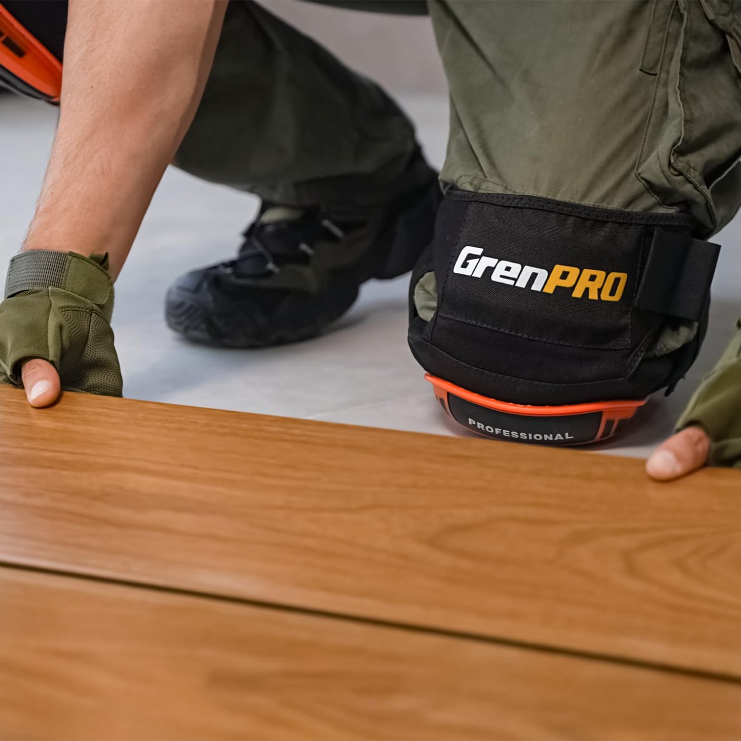 GRENPRO Professional Knee Pads for Work,Heavy Duty Thick Foam Knee Pads Tools,Knee Pad with Soft Gel Cushion for Construction,Work,Flooring,Gardening,Cleaning,Tiling,Orange