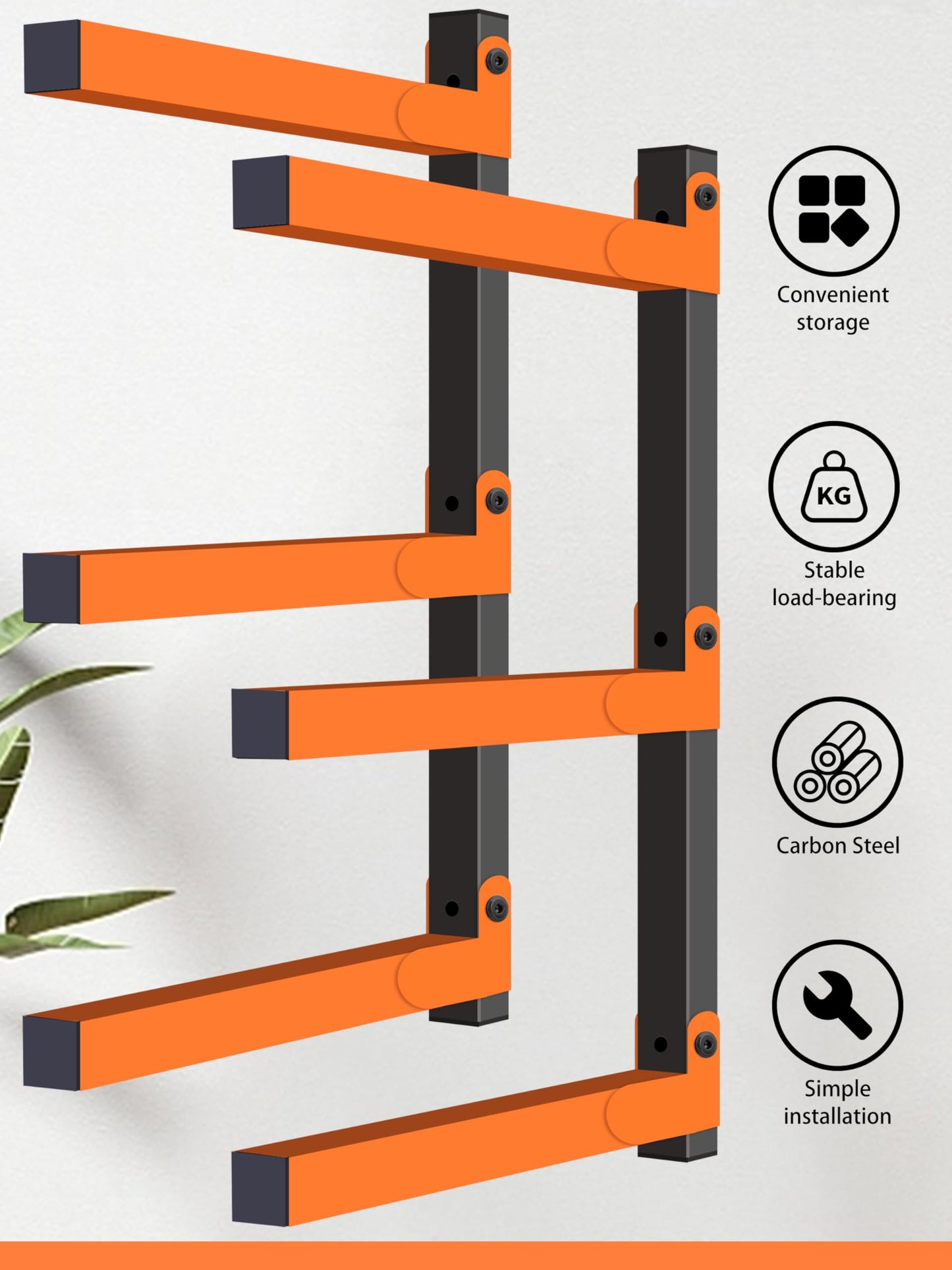 Caliee lumber Storage Rack Wall Mount, Heavy Duty Wood Storage Racks With 6-Level System Holds Up to 1400 lbs, Garage Shelf Wall Mount, Basement, Workshop, Rustproof & Space-Saving Design (4)