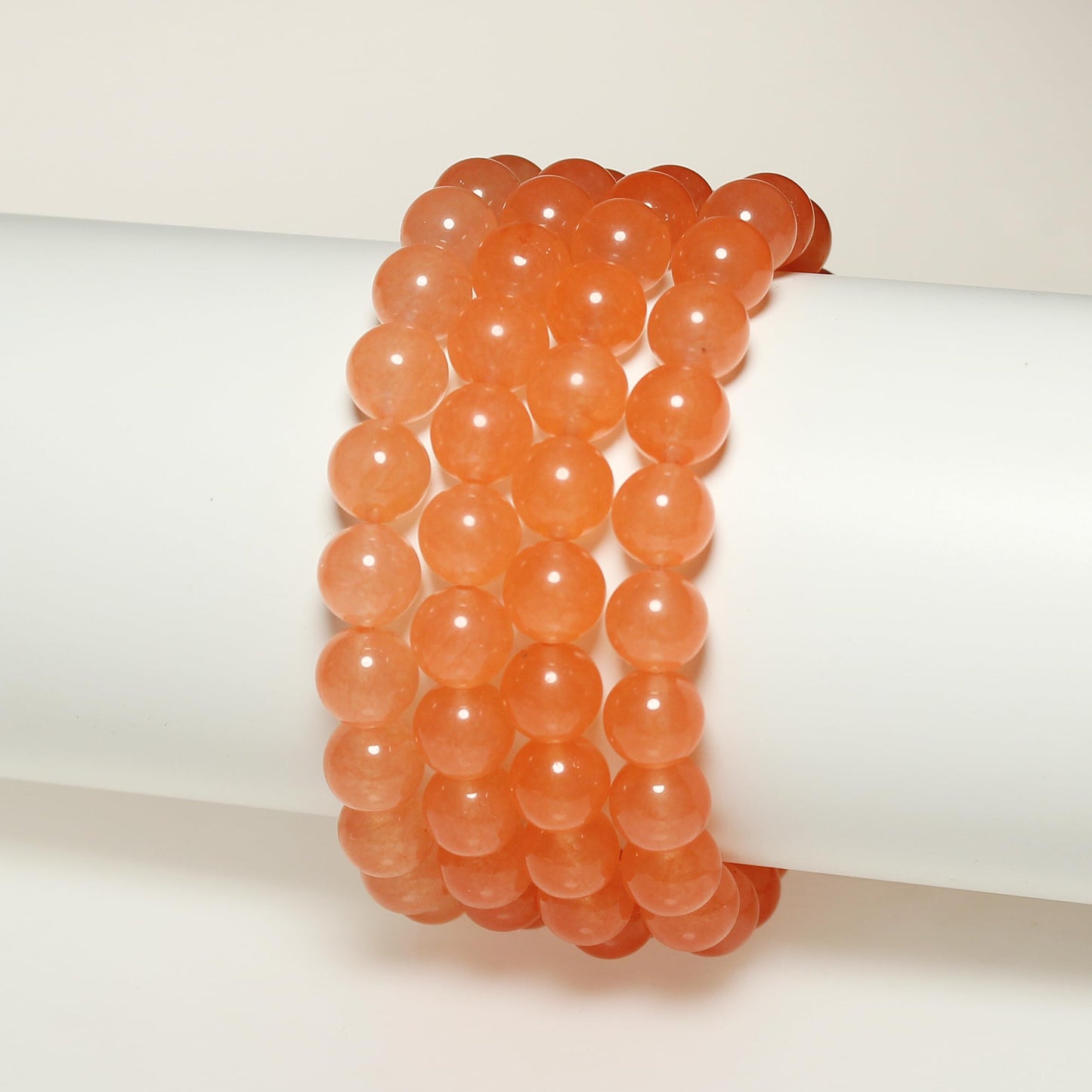 MJDCB Stone Beads 8mm 43pcs Round Light Orange Jade Loose Gemstone Bead Charms for Jewelry Making Bracelet Necklace Earring Pendant
