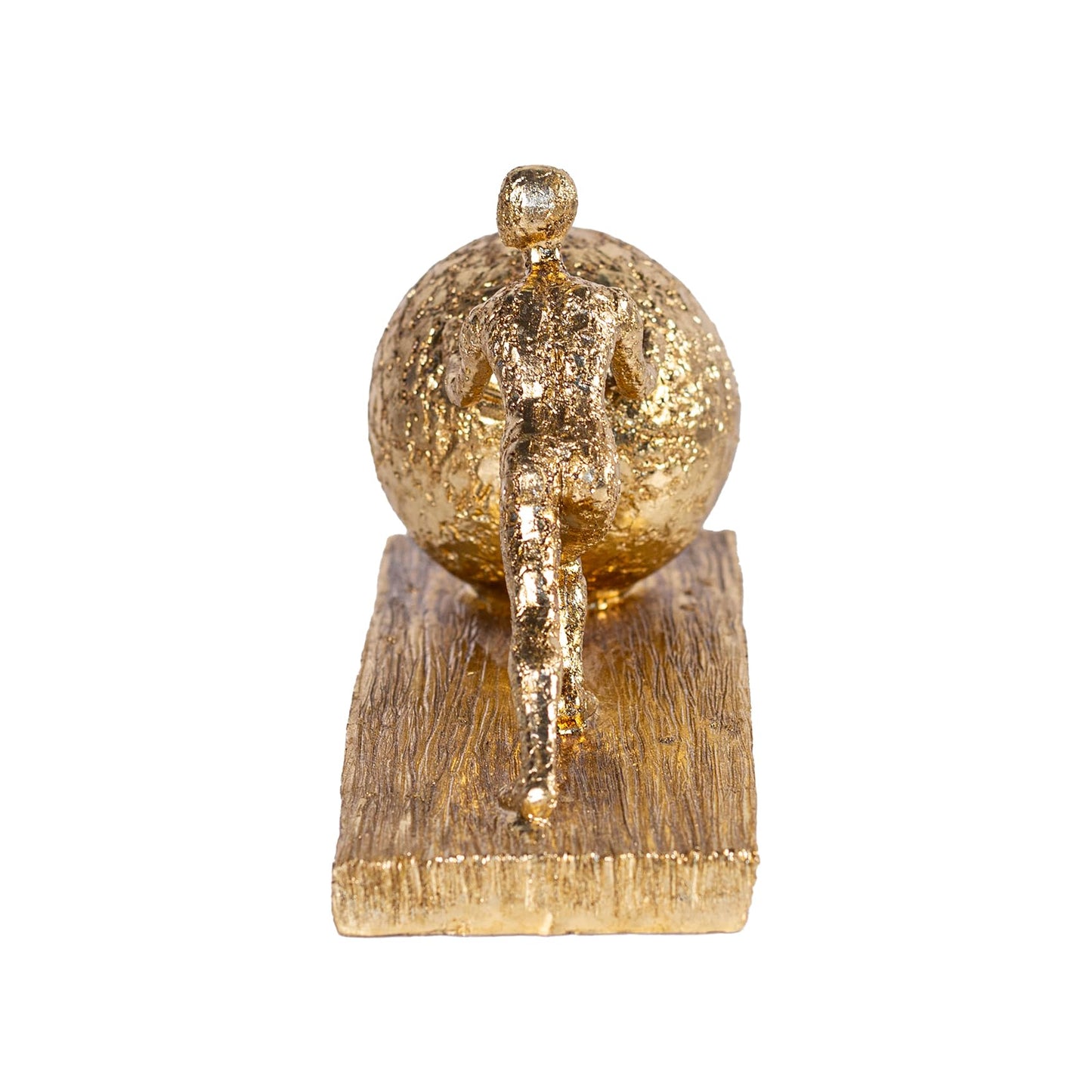 Hebdids Man with Sphere Iron Statue Metal Sculpture Sportsman Art Metal Ornament Figurine Home and Office Decor (Golden)
