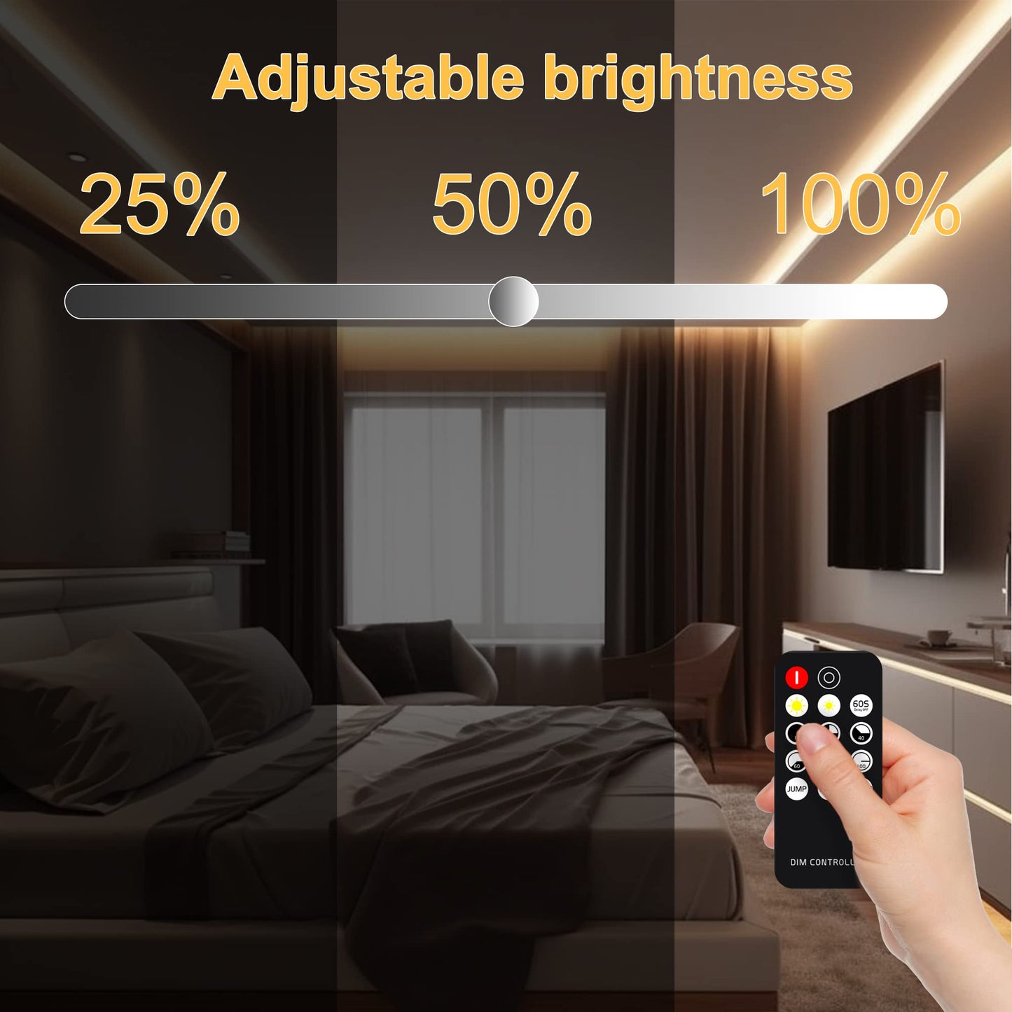 AXMOTUT COB LED Strip Light Warm White, High Bright LED Strips with 2400LEDs, RF Remote and UL Power Supply, 3000K Dimmable LED Lights for Bedroom, Kitchen, DIY Home Decoration