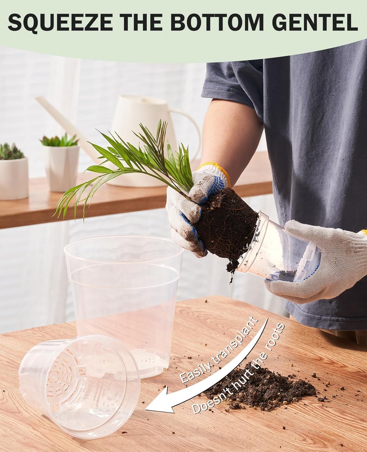 homenote Clear Nursery Pots for Plants,3/4/5/6.7 Inch Plant Pot for Planting Plastic Seedling Pots with Drainage Holes Seed Starter Pot Flower Pots High Transparency with 20 Plant Labels (36 Pack)