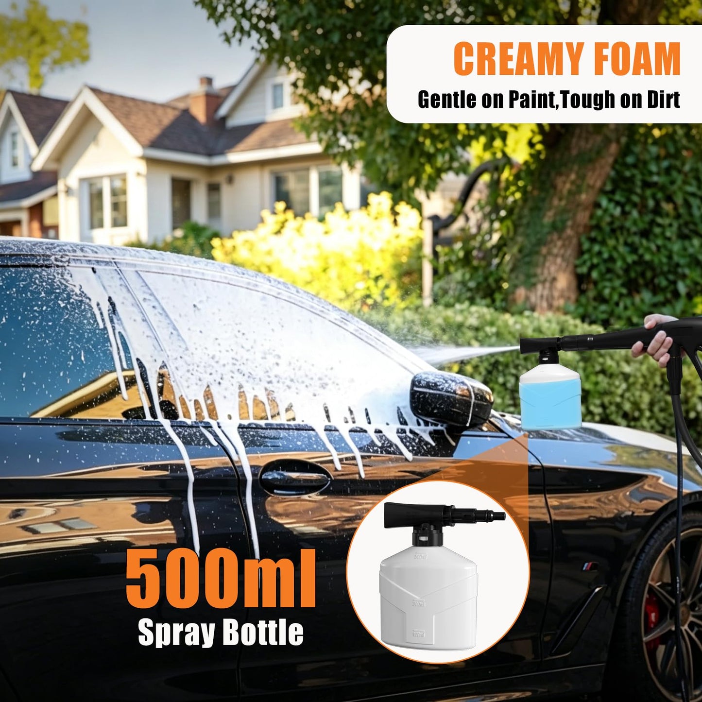 Electric Pressure Washer 4500PSI 2.8 GPM High Pressure Washer with Anti-Tipping Technology, 4 Quick Connect Nozzles, Stainless Steel Spray Wand, Electric Power Washer for Cars/Fences/Driveways/Home