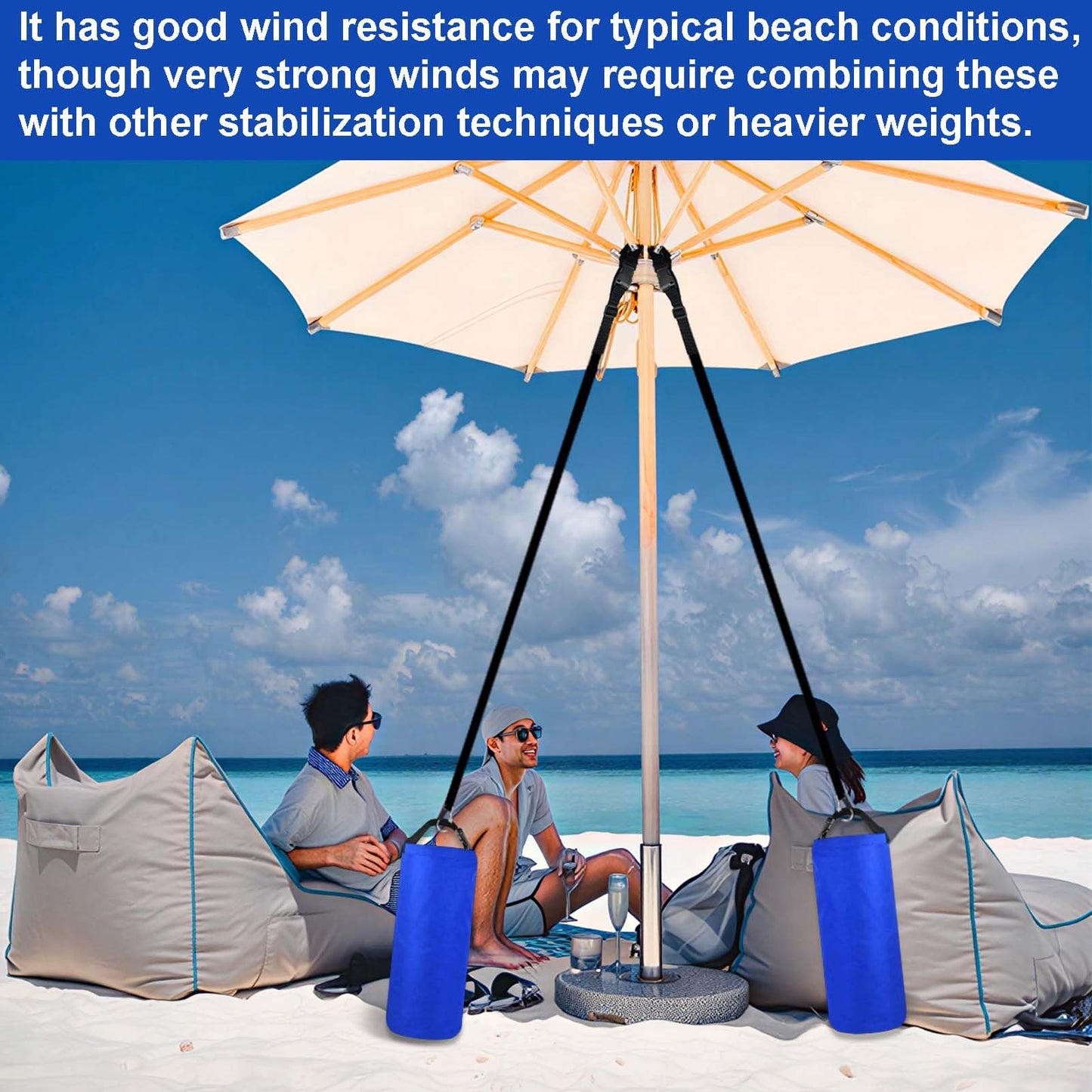 2Pack 10L Beach Umbrella Weight Sand Bags 25lbs 600D Oxford Cloth Heavy Duty Sun Umbrella Sand Anchor Portable Fillable Summer Sunshade Canopy Tent Sandbag Stand Holder for Outdoor High Wind Resistant