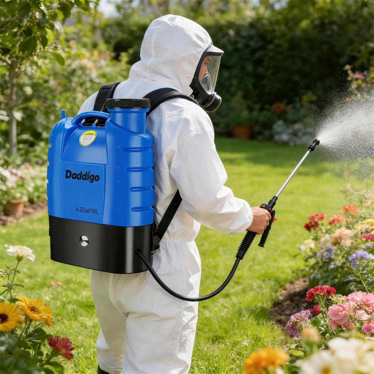 4 Gallon Battery Operated Backpack Sprayer, 100 PSI Electric Garden Sprayer with 12V 8Ah Rechargeable Battery, Trigger Lock, Stable Pressure Pump, Adjustable Nozzles for Lawn Care & Garden