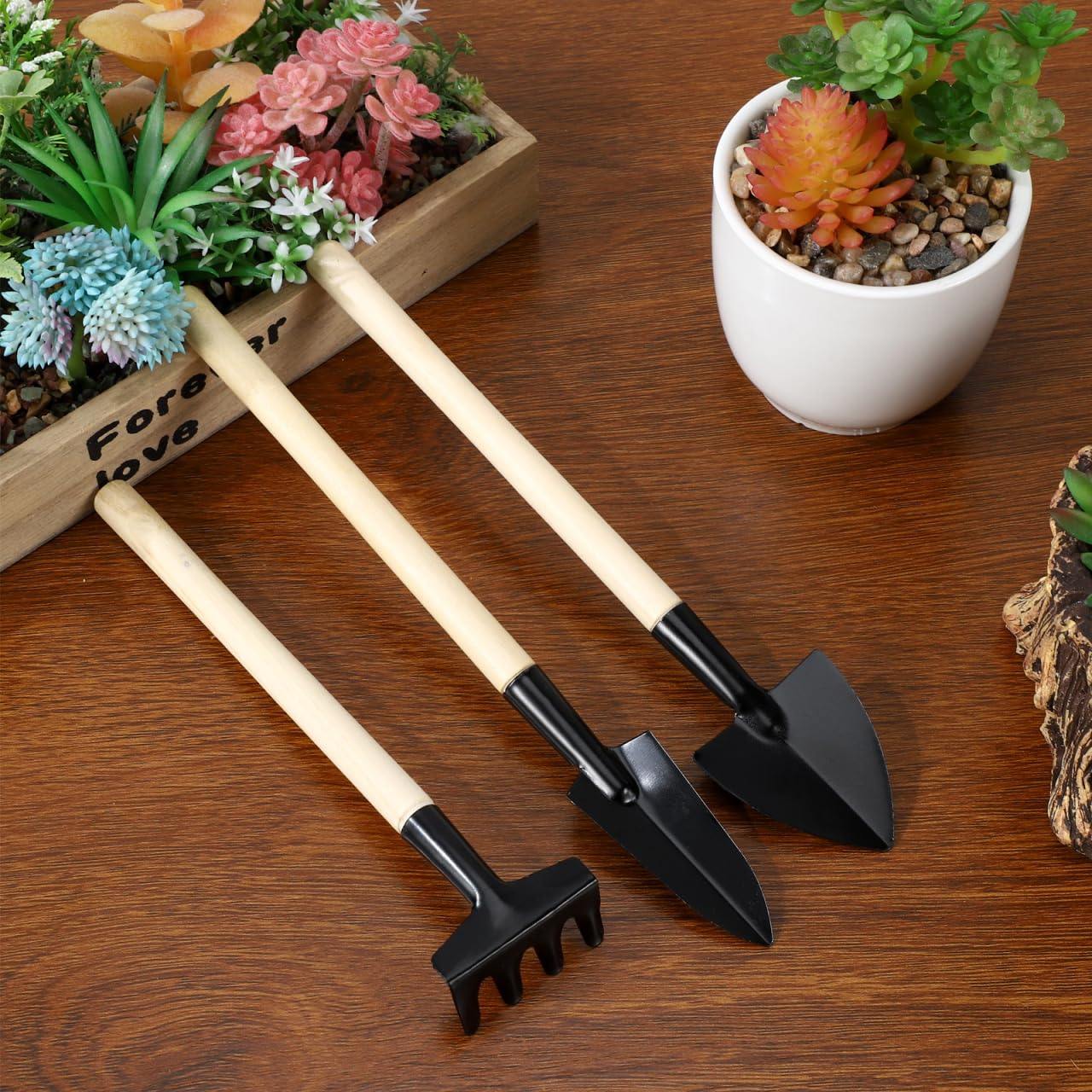 Sosoport 10 Sets Mini Tool Shovel Indoor Plant Gardening Tools Wooden Handle Weeding Trowel Digging Trowel for Flower Soil Planting Succulent