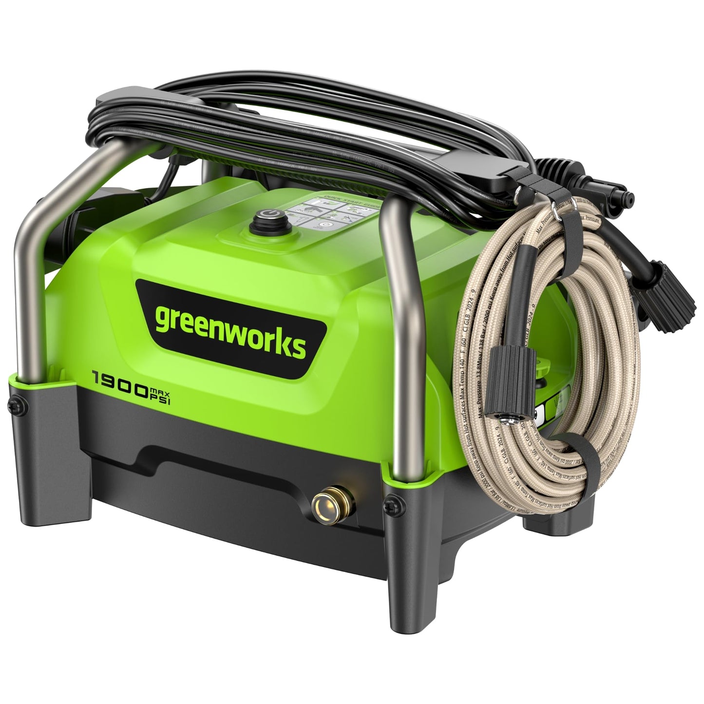 Greenworks 1900 PSI (SGS Certified) 1.2 GPM 13Amp Portable Compact Electric Pressure Washer, Power Washer for Cars, Driveways, Patios, Patio Furniture & Around Pools