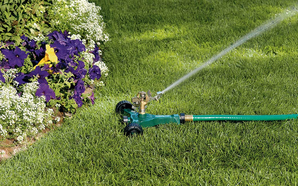 Orbit 56186N Lawn and Garden 1/2-Inch Brass Impact Sprinkler with Metal Wheel Base