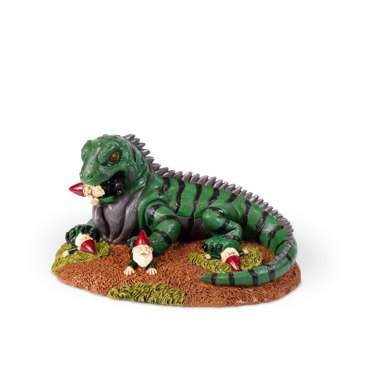 Kwirkworks Iguana Attack Garden Gnome Statue – Funny Lawn Ornament – Durable All-Weather Resin Yard Decor – Unique Gift for Garden Lovers & Quirky Outdoor Decoration