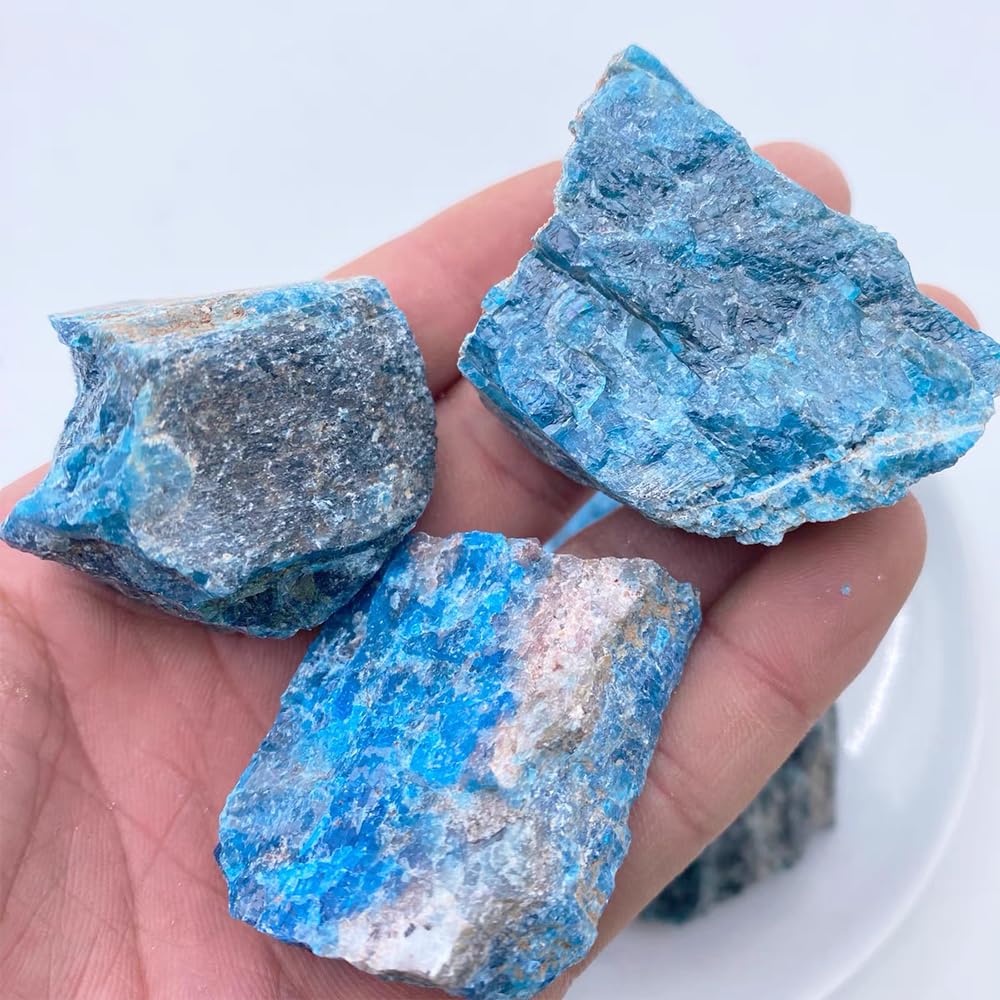 2PCS Natural Raw Stone Healing Crystals Bulk, Gemstones for Reiki, Meditation, Home Decor, Garden Fountain Rocks (Blue Apatite)