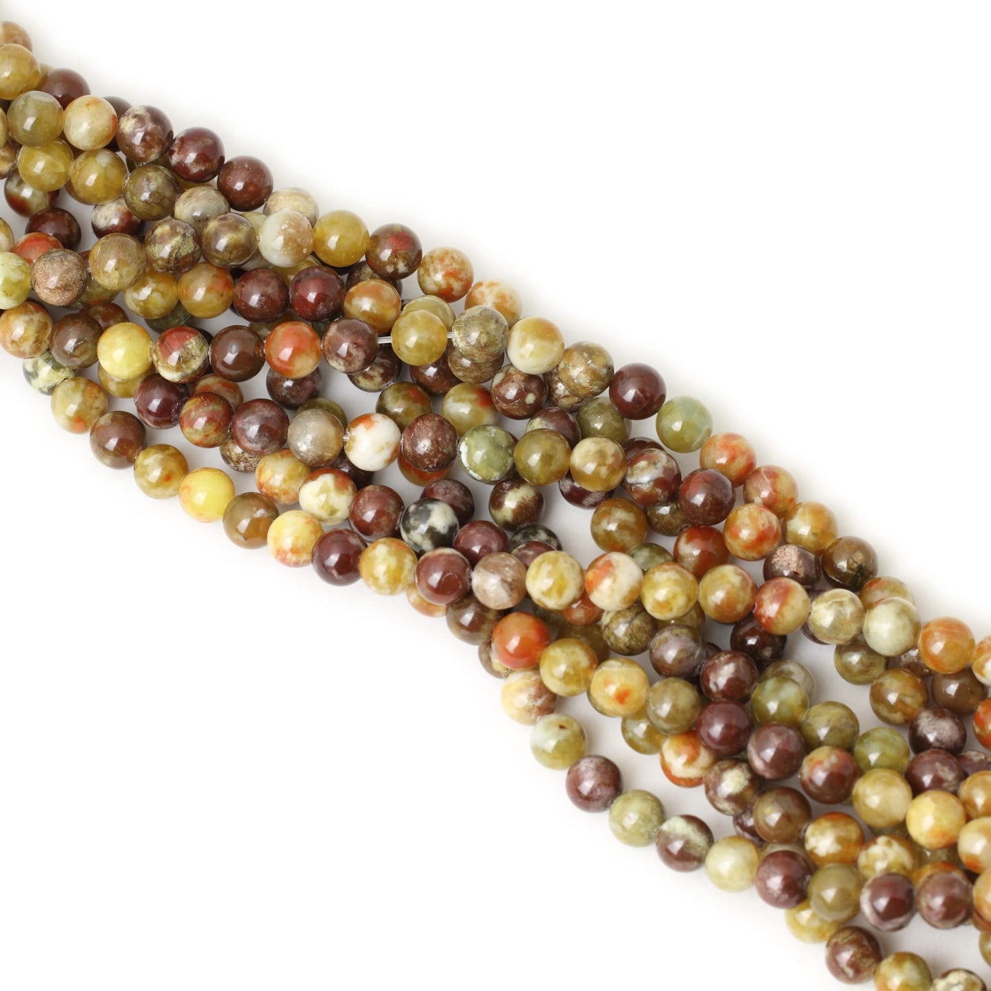 CHEAVIAN 45PCS 8mm Natural Yellowish Green Serpentine Jade Round Loose Stone Beads for Jewelry Making 1 Strand 15"