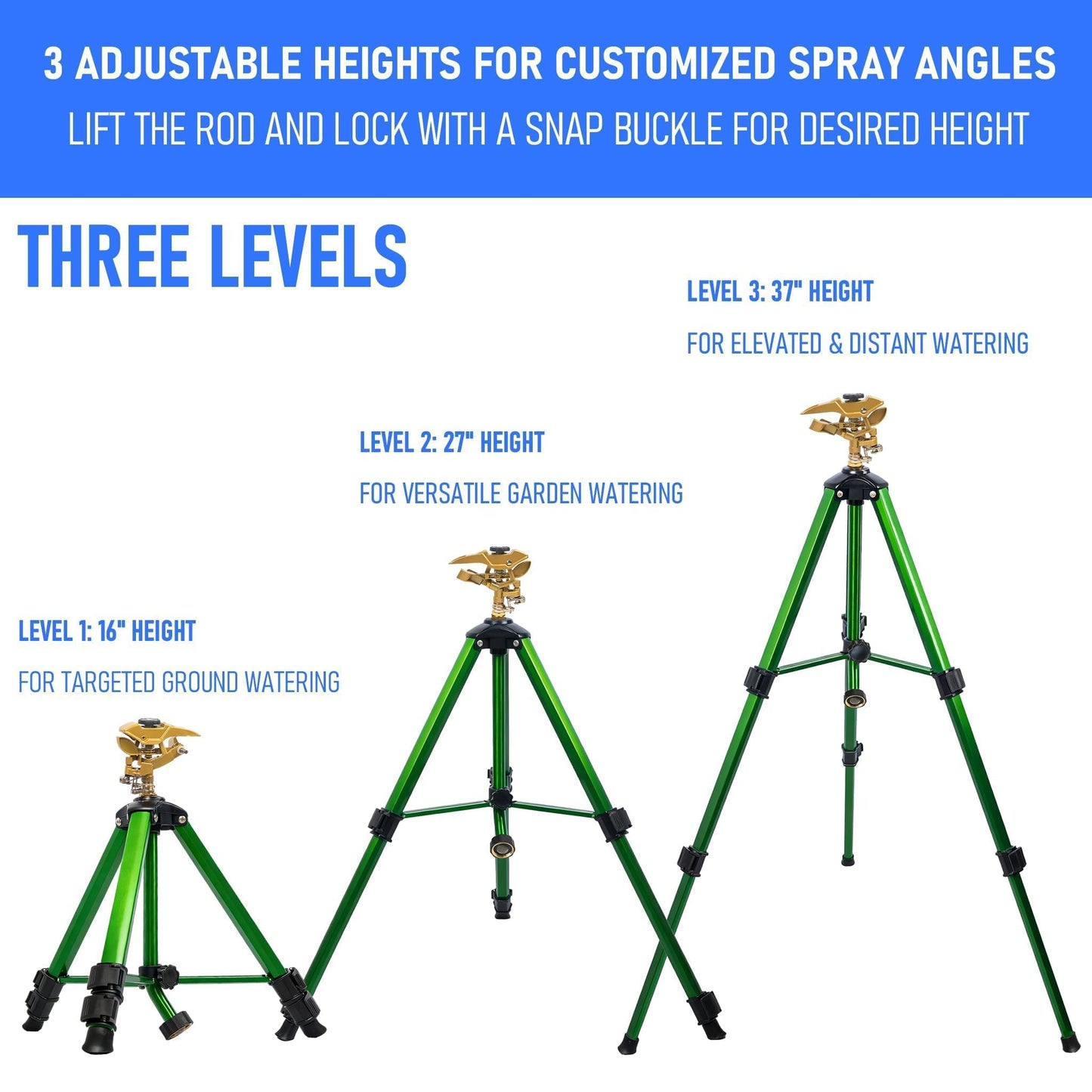 Hourleey Impact Sprinkler on Tripod, Rotating Water Sprinklers for Yard Lawn and Garden, Heavy Duty 360 Degree Irrigation Sprinkler with Zinc Head and 3/4" Connector for Outdoor