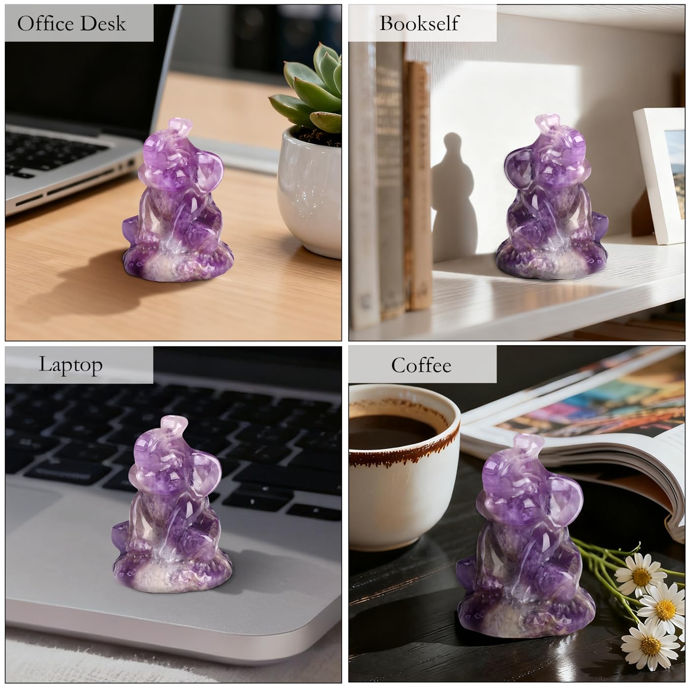 ZHIYUXI Purple Elephant Gifts for Women Encouraging Amethyst Elephant Decor Lucky Cute Elephants Figurine Inspirational Gifts for Women