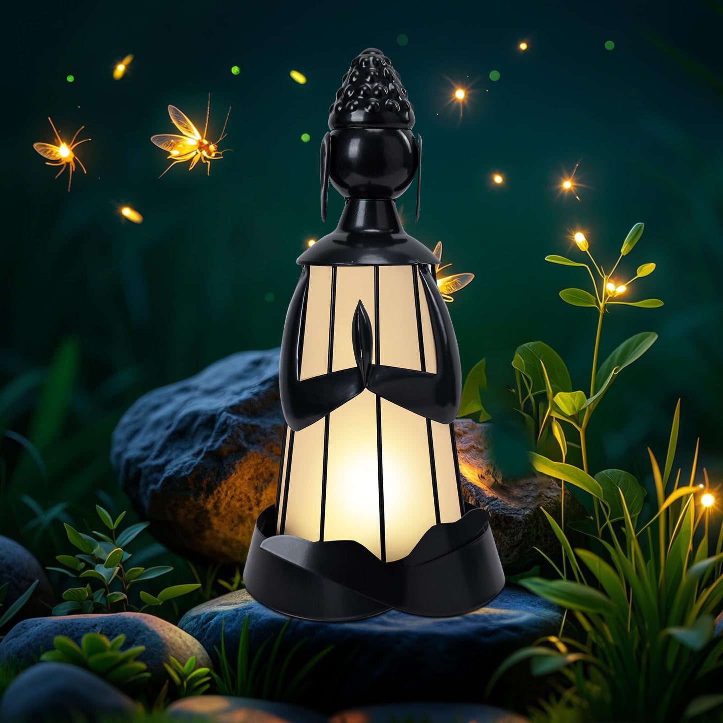 MUMTOP Solar Outdoor Lights Garden Decor, Shakyamuni Buddha Waterproof Solar Powered LED Light Meditation Buddha Yard Art Ornament for Patio Outside Lawn Backyard Balcony Decorations