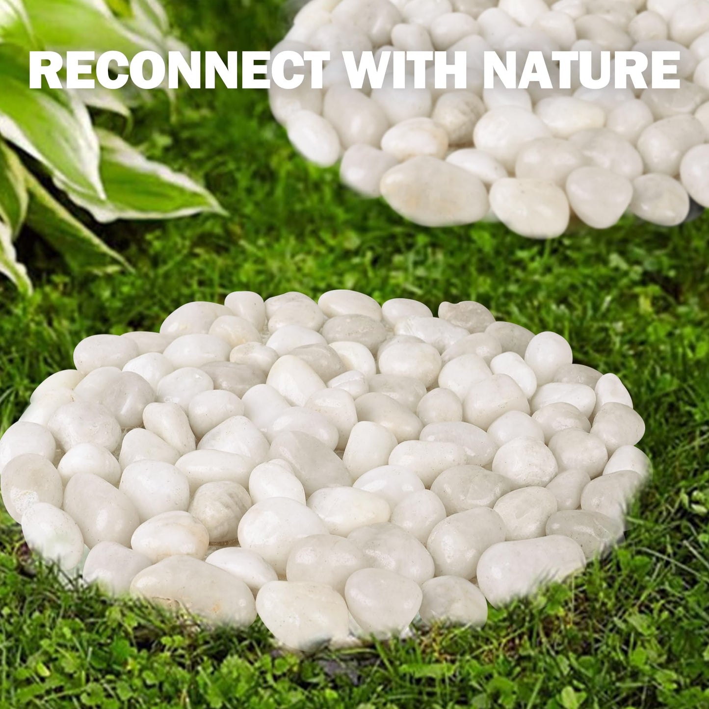 River Rock Stepping Stones Outdoor for Garden Walkway, 12 inch 6 Pcs Hexagon Shape Paver Step Stones Polished Pebble River Stone Mat for Yard Lawn Patio Pathway Walk Way - White