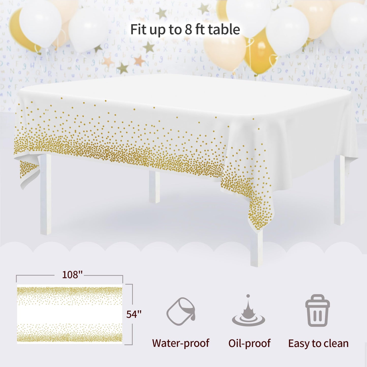 Pack of 10 NWK Cake Stand Set, with 3 x Two-Tier and 3 x Three-Tier Cupcake Stands, 4 x Appetizer Trays, 1 x Tablecloth for Birthday Bridal Baby Shower Party (Gold)