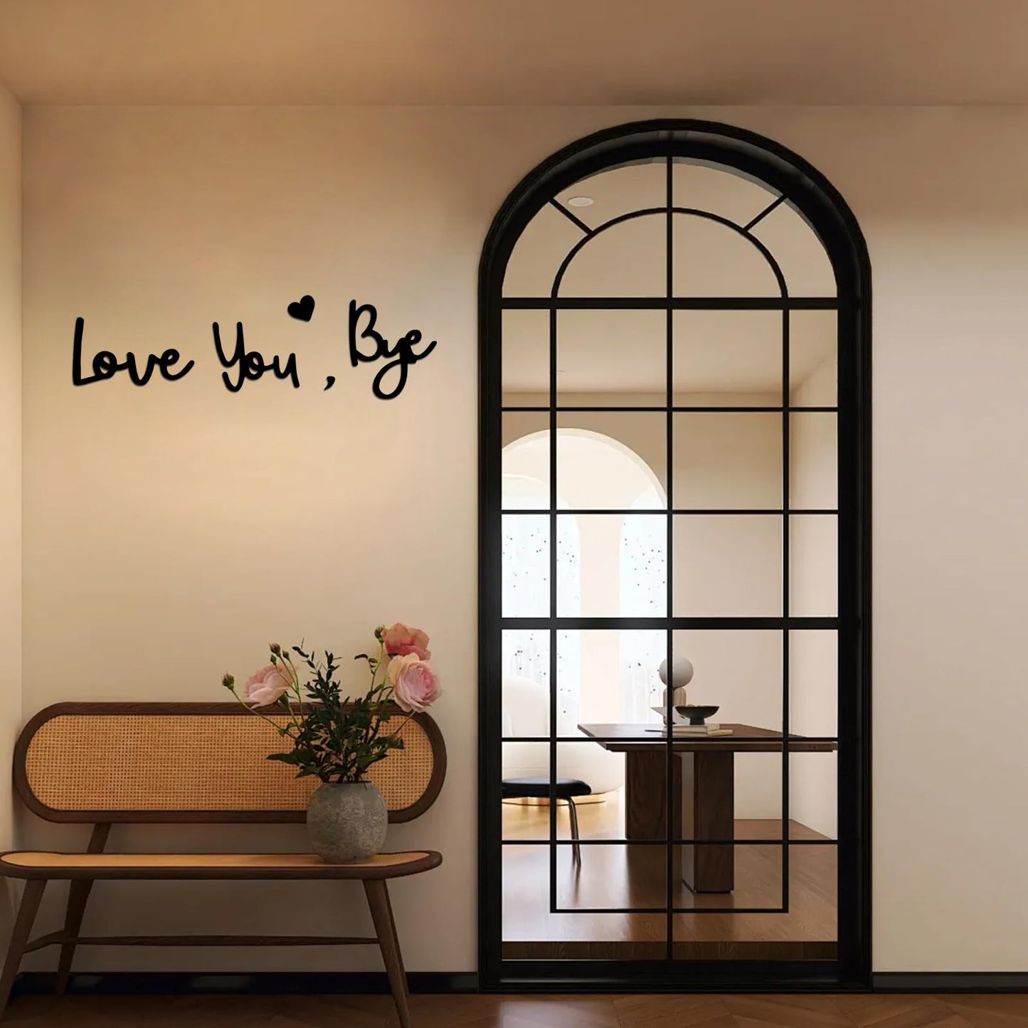 Wooden Love You Bye Sign Home Decor - Boho Farmhouse Wall Art Decor for Stylish Living Room, Hallway Entryway, Wall Decor Door Sign Gift Family Lovers