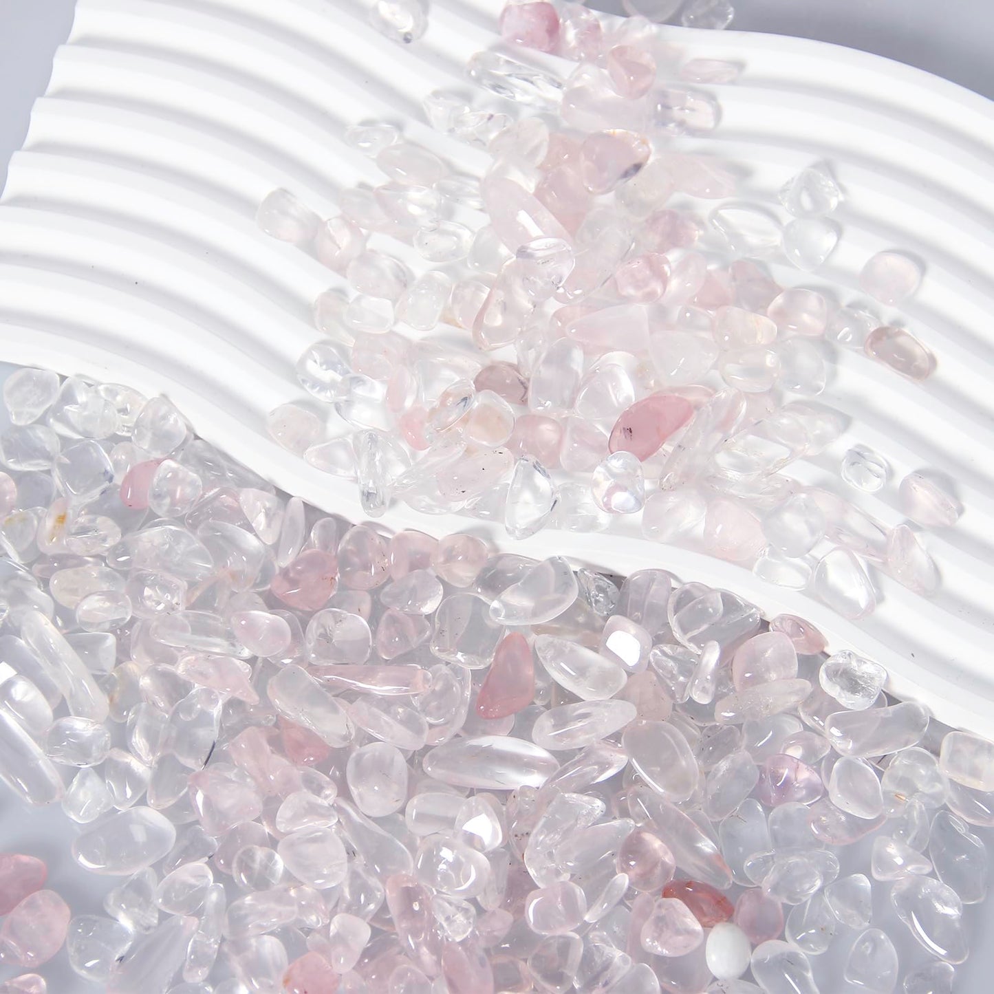 1.1lb Natural Crushed Startlight Rose Quartz Crystal Tumbled Chips-Healing Crystals Chips Bulk, Crushed Crystal Gemstones for Crafts, Beautiful Package for Gift (Startlight Rose Quartz)