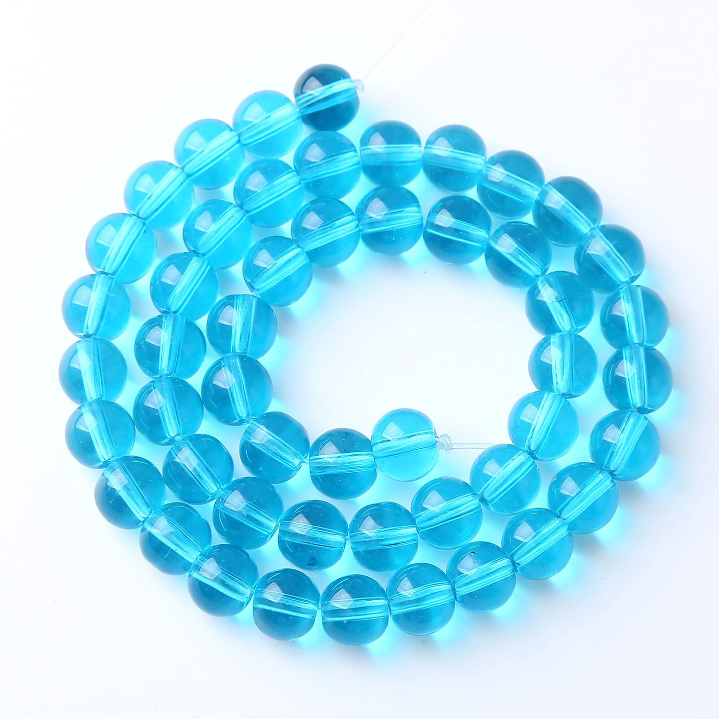 6MM 63PCS Light Blue Glass Spacer Loose Beads for Jewelry Making DIY Bracelet Necklace