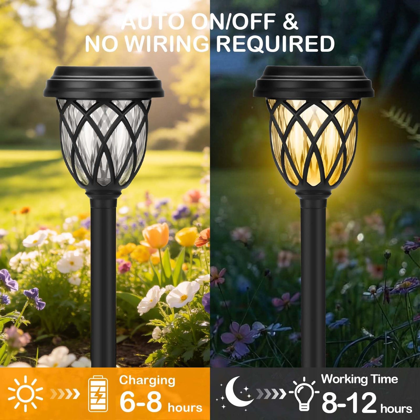 ruhotili Solar Lights Outdoor 8 Pack Solar Garden Lights Waterproof IP65 Solar Landscape Lights Solar Pathway Lights for Patio, Yard, Driveway Decoration (Warm White