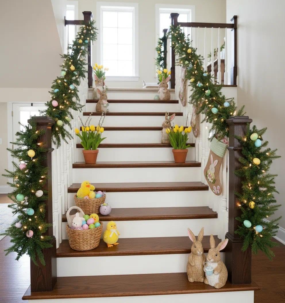 6ft Real Touch Norfolk Pine Garland, Artificial Realistic Spring Greenery Garland for Easter Mantel Decor, Soft Faux Thick Greenery Table Runner for Wedding, Farmhouse Home & Stairs Banister (Unlit)