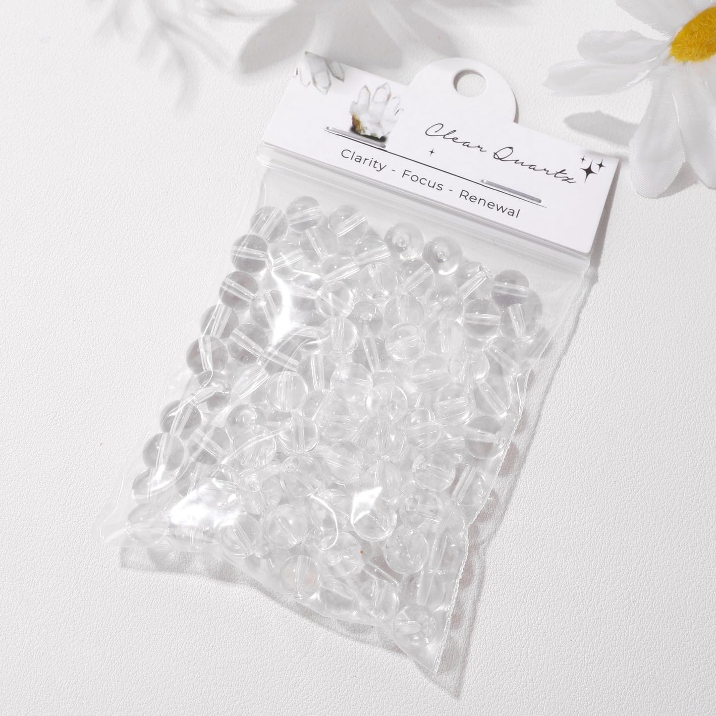 Raicegs 100pcs 8mm Clear Quartz Beads Natural Gemstone Beads Round Loose Beads for Jewelry Making DIY Bracelets Necklace