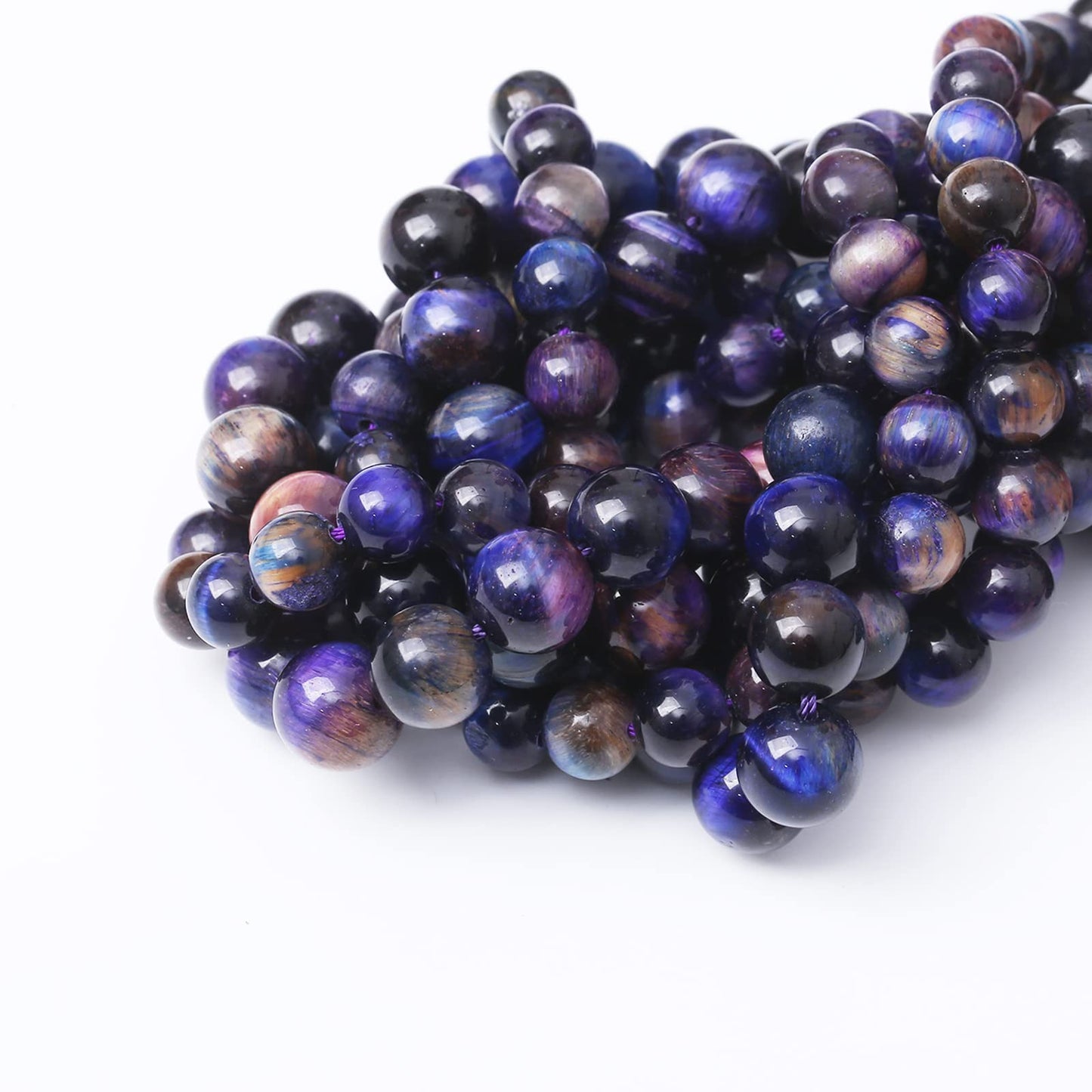 60PCS 6MM AAA Blue Purple Starry Sky Tiger Eye Stone Beads Natural Gemstone Bead Crystal Healing Energy Jewelry Making DIY 15 inches
