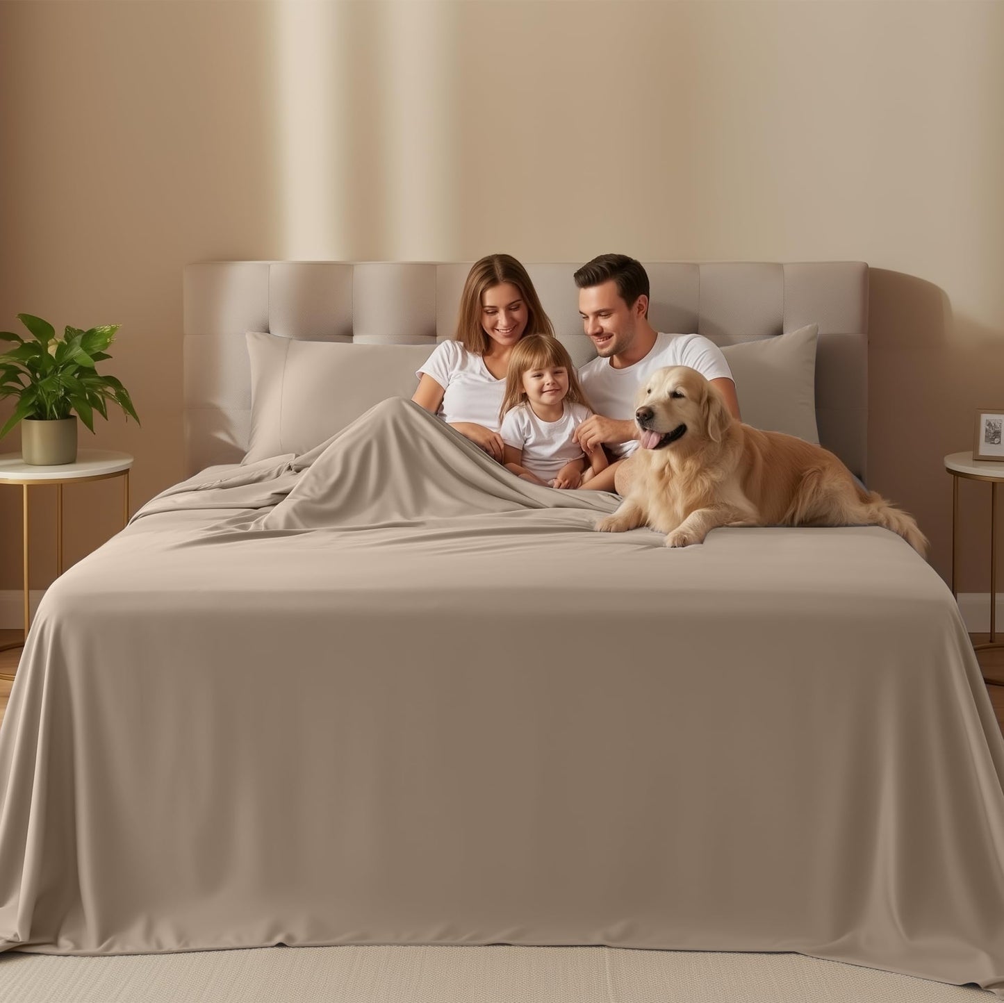 Utopia Bedding Queen Size Sheet Set – 4 Piece Bed Sheets, Soft and Breathable Microfiber, Includes 1 Fitted Sheet, 1 Flat Sheet and 2 Pillowcases – Oeko Tex (Beige)