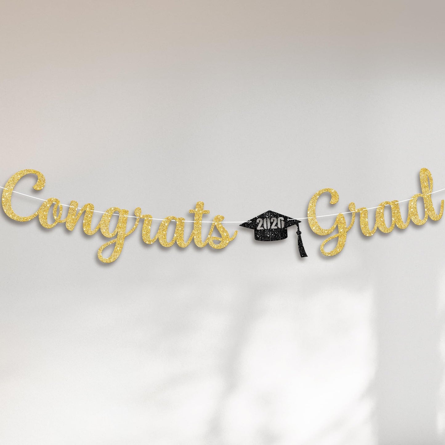 KatchOn, Glitter Gold Congrats Graduation Banner Class of 2026 - No DIY, 10 Feet | Pre - Strung Gold 2026 Graduation Decorations | Congratulations Banner for Grad Party Decor