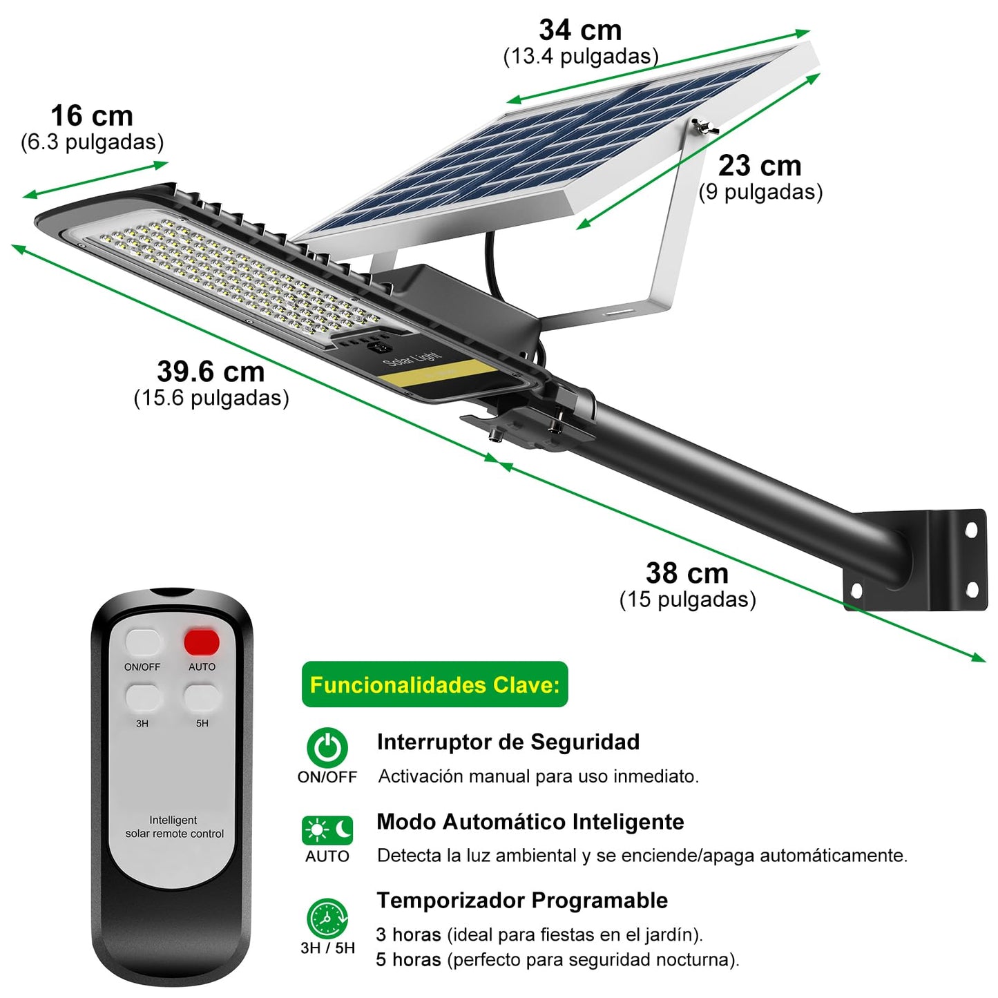 Engrepo Solar Street Lights Outdoor, 15000lm IP67 Waterproof Flood Light with Remote Control Mounting Bracket, Dusk to Dawn Security Led Flood Light for Yard, Garden, etc.