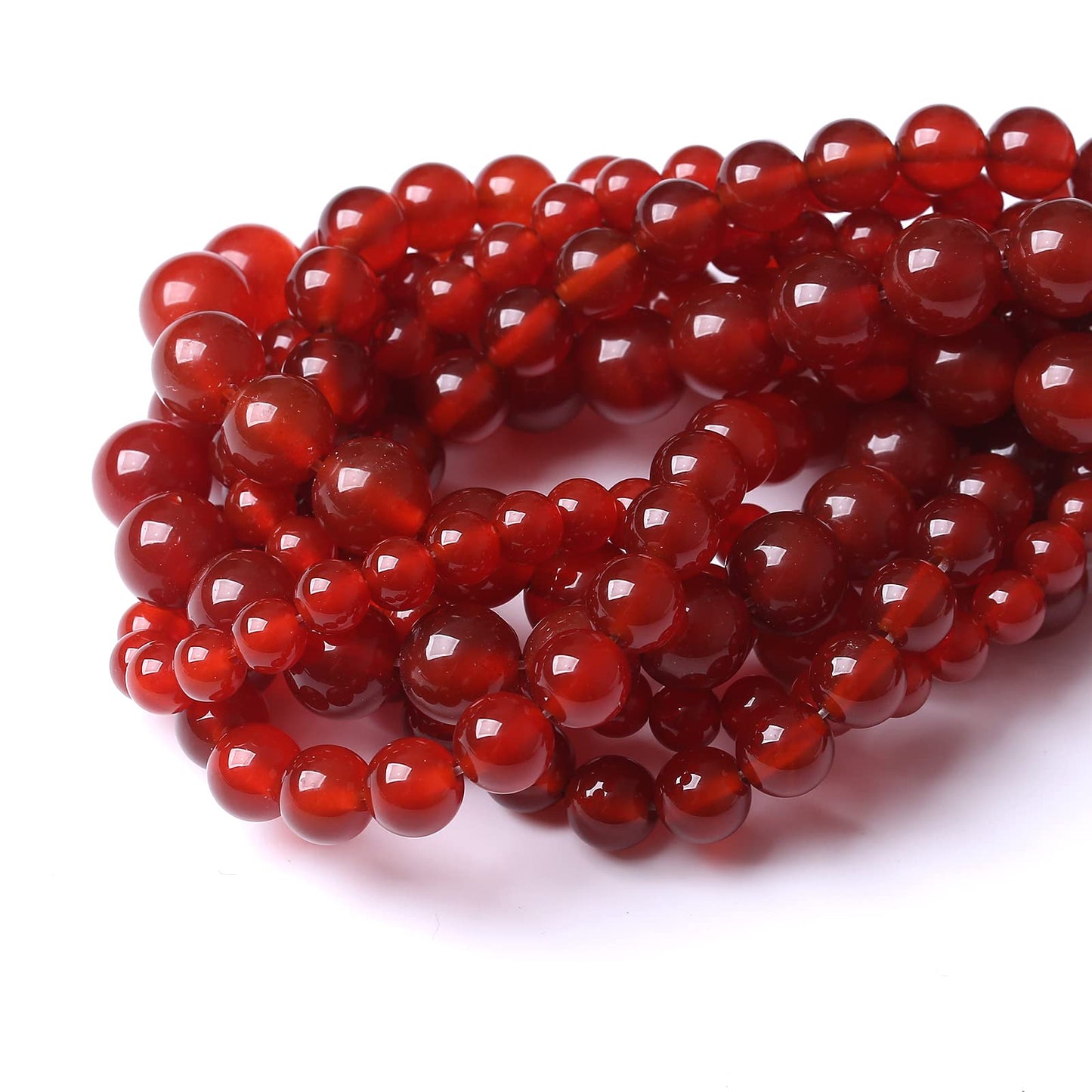 60PCS 6MM Beads Natural Red Agate Round Loose Semi-Precious Gemstone Round Loose Beads for Jewelry Making 15Inch