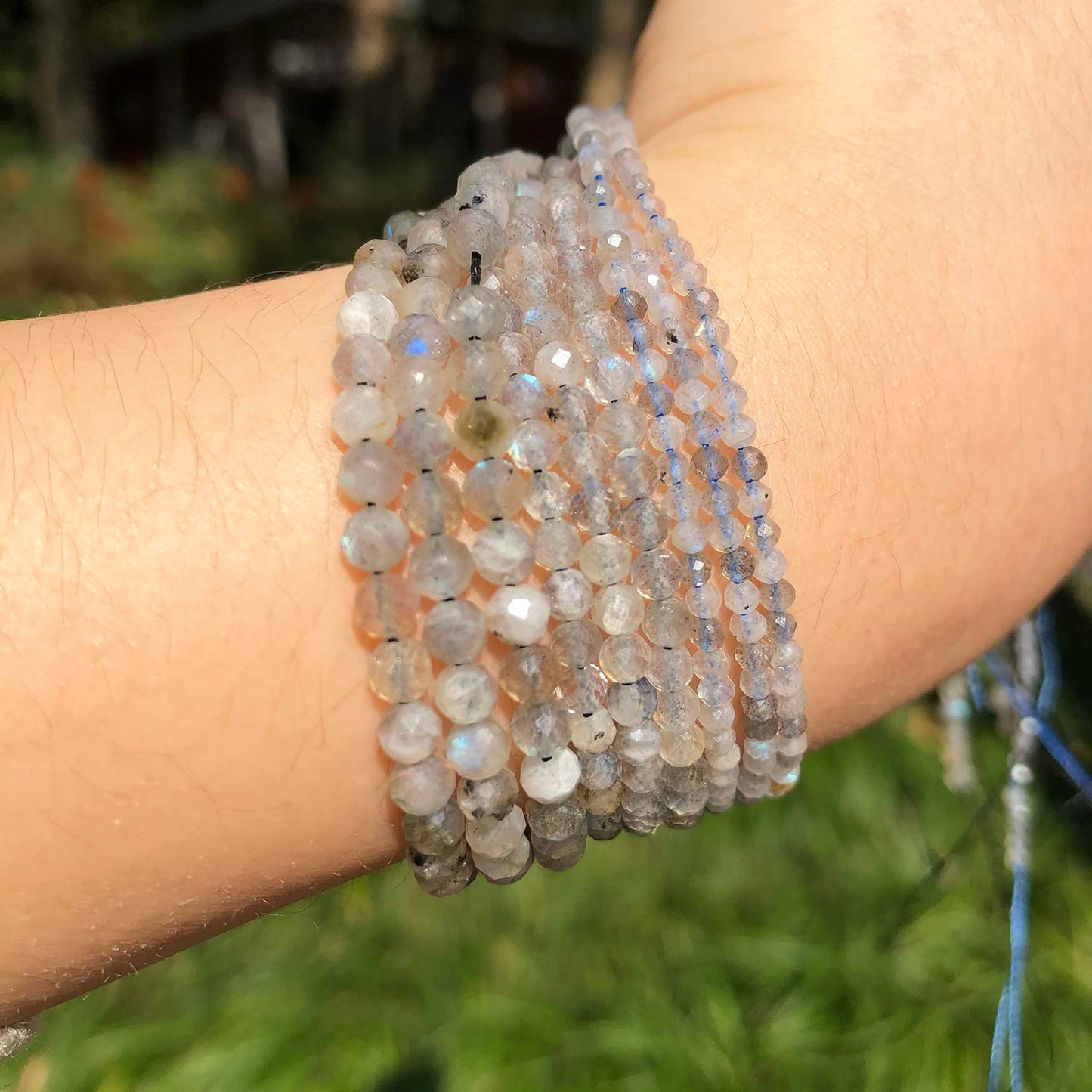 Song Xi 120pcs 3mm Natural Gray Labradorite Gemstone Beads Faceted Round Loose Stone Beads for Jewelry Making