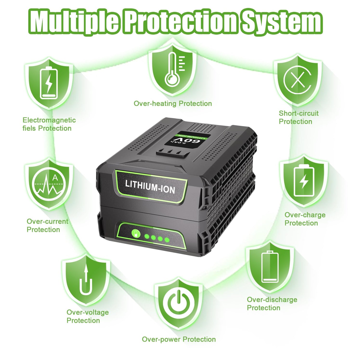 KUNLUN 5.0Ah 60V Replacement Battery Compatible for Greenworks 60v Battery Max Lithium Lon Battery LB60A03 LB60A02 LB60A00 Cordless Power Tool Batteries