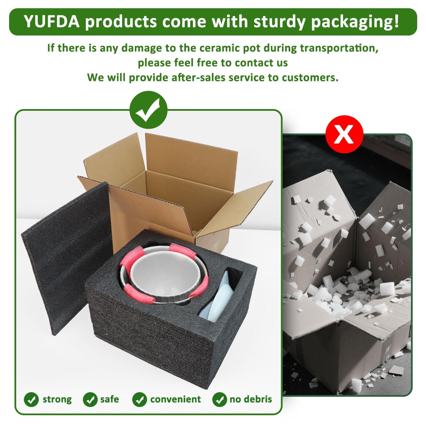 YUFDA 6.7 + 5.5 Inch Ceramic Plant Pots,Planters with Drainage and Saucer,Indoor Pots for Plants,Modern Flower Pots for Home and Office(Gray + White)