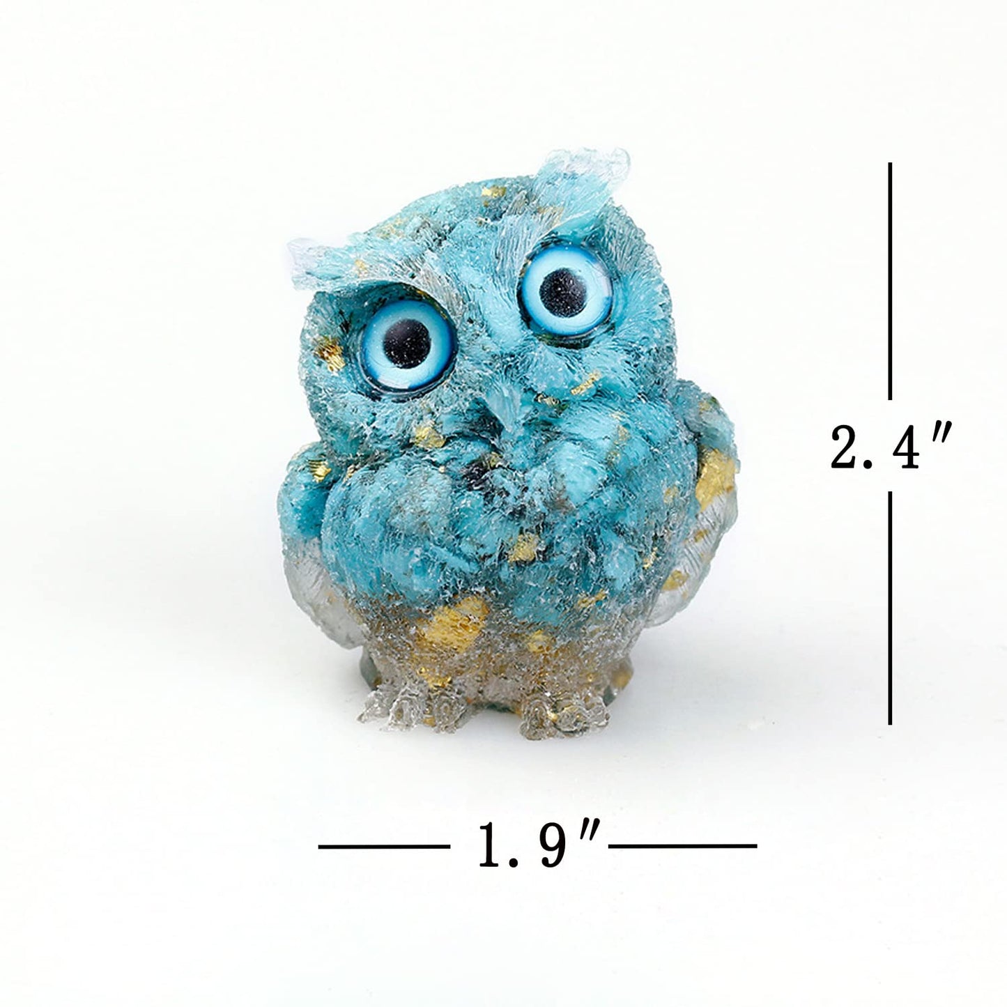 OwMell Owl Statue Tumbled Stone Gemstone Owl Figurine Home Decor Shelf Decor 2.5" - Turquoise