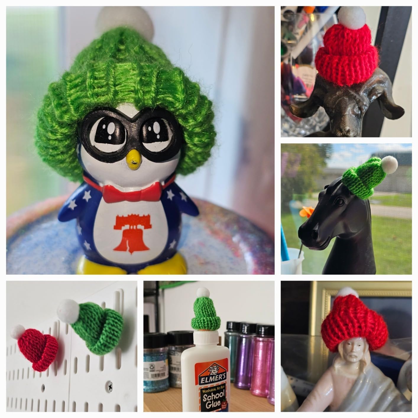 YGbridge Mini Santa Hats and Christmas Scarf Set, 60Pcs Mini Hats for Crafts, Christmas Decorations for Tree Ornaments, DIY Arts and Crafts, Snowman Doll Decor (60PCS)