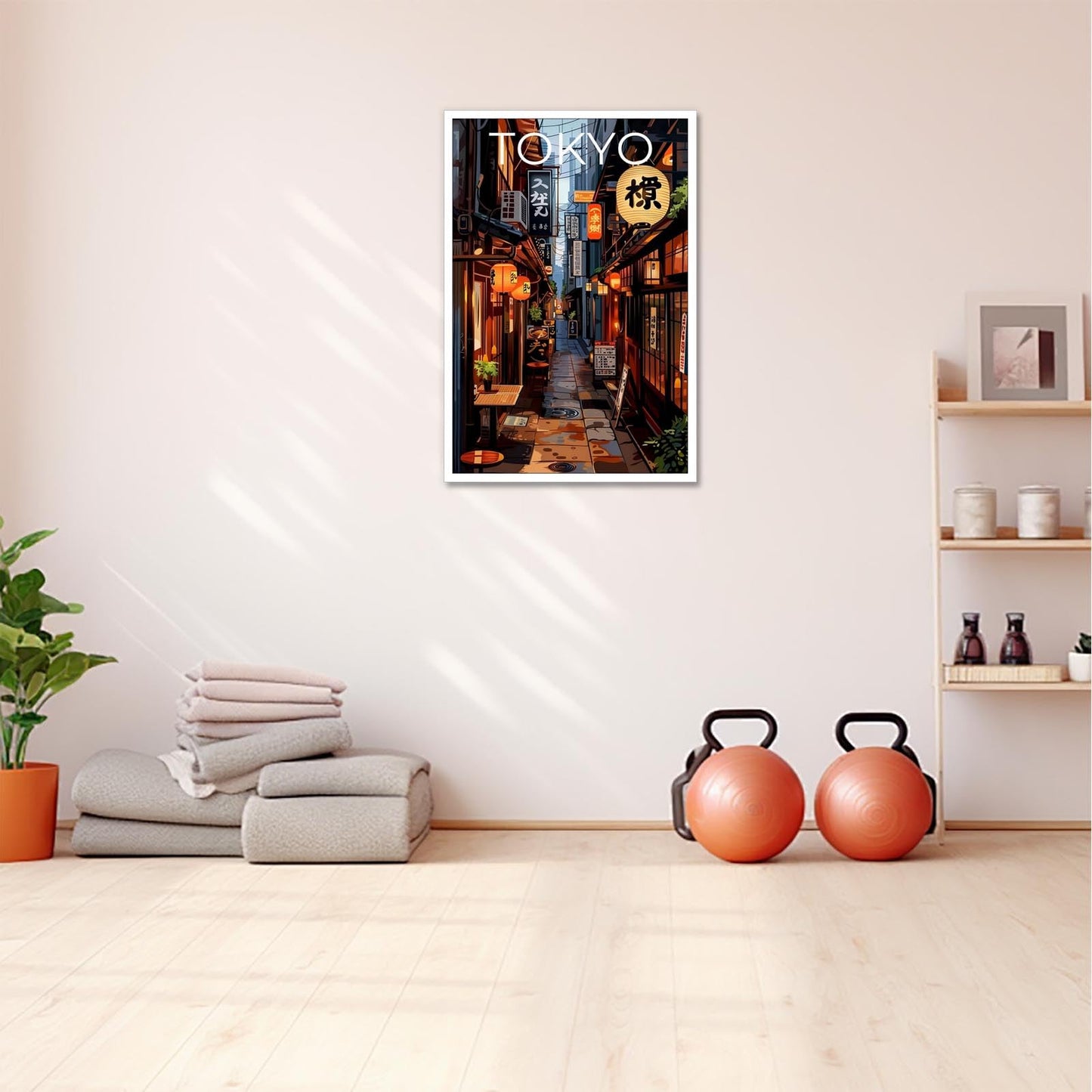 Tokyo Street Alley Night Scene Poster Japan City travel Canvas Wall Art Anime Style Japanese Food Street Landscape Prints Painting For Living Room Bedroom Office Wall Decor 12x16in Unframed