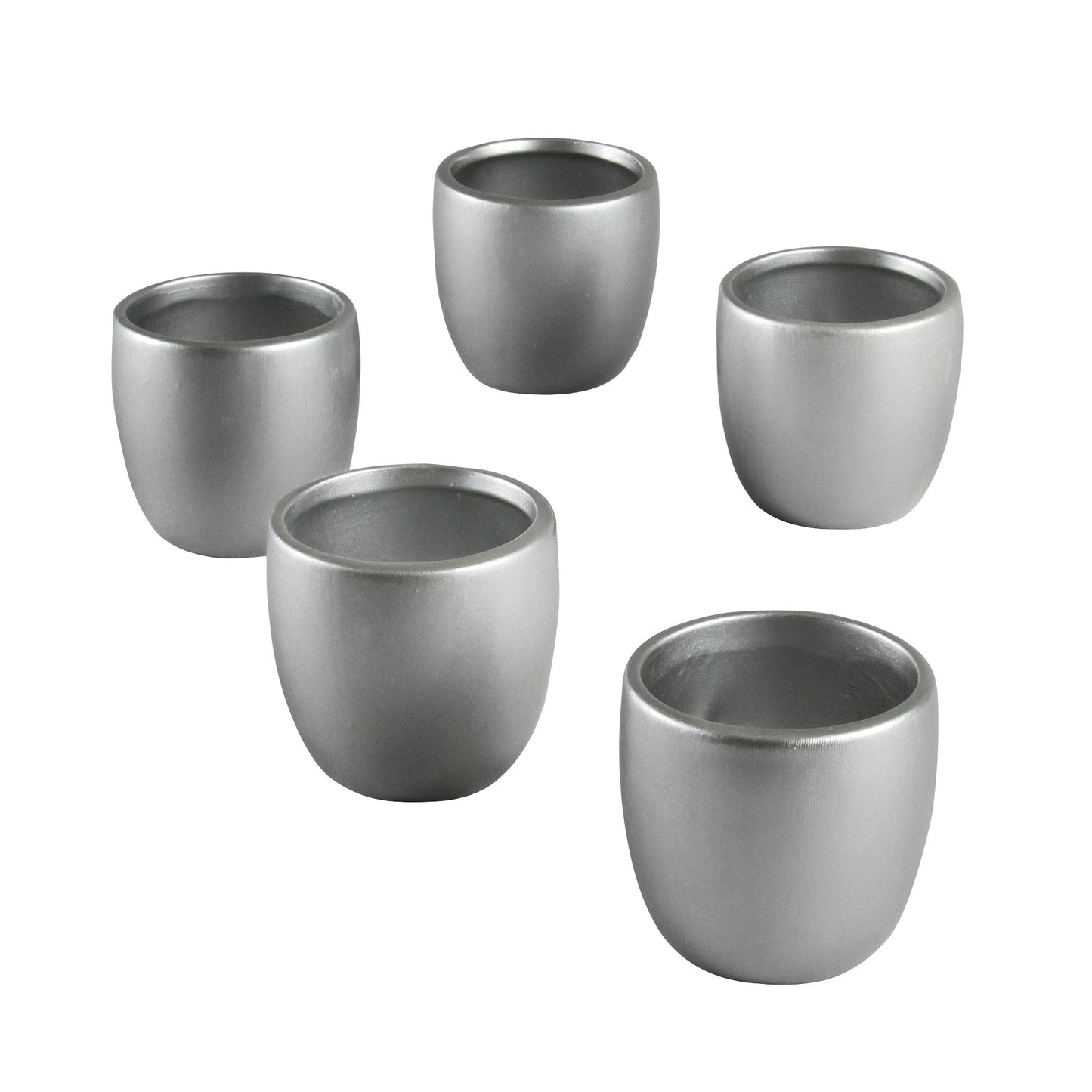 Ivy Lane Design Smooth Round Favor Flower Pot, Silver, Set of 5